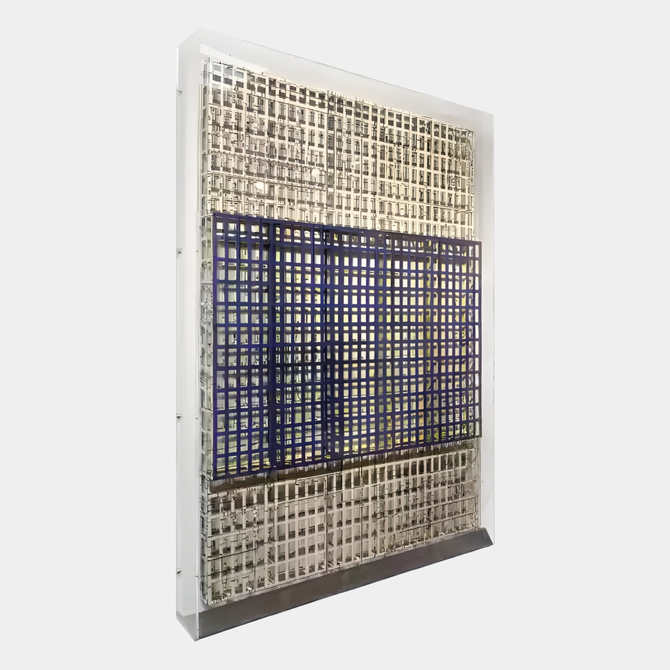 Artisana Navy Blue & Beige Grid 3D Paper Wall Art