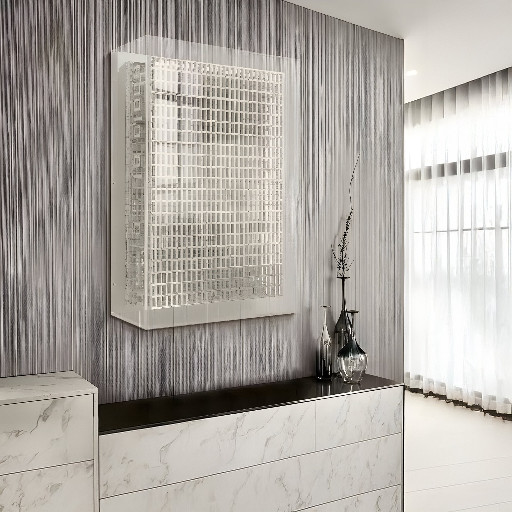 Artisana White Grid 3D Paper Wall Art