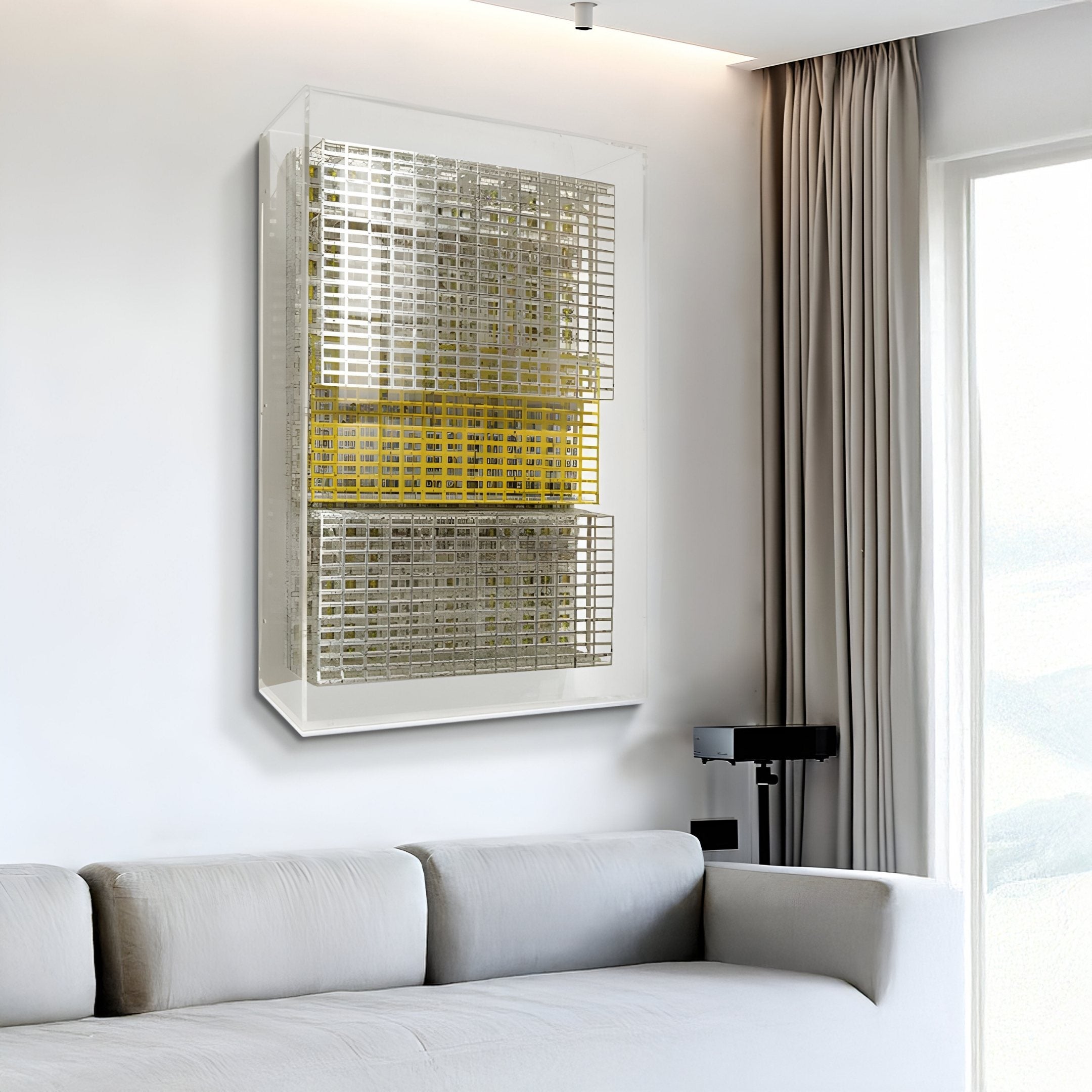 Artisana Yellow & White Grid 3D Paper Wall Art