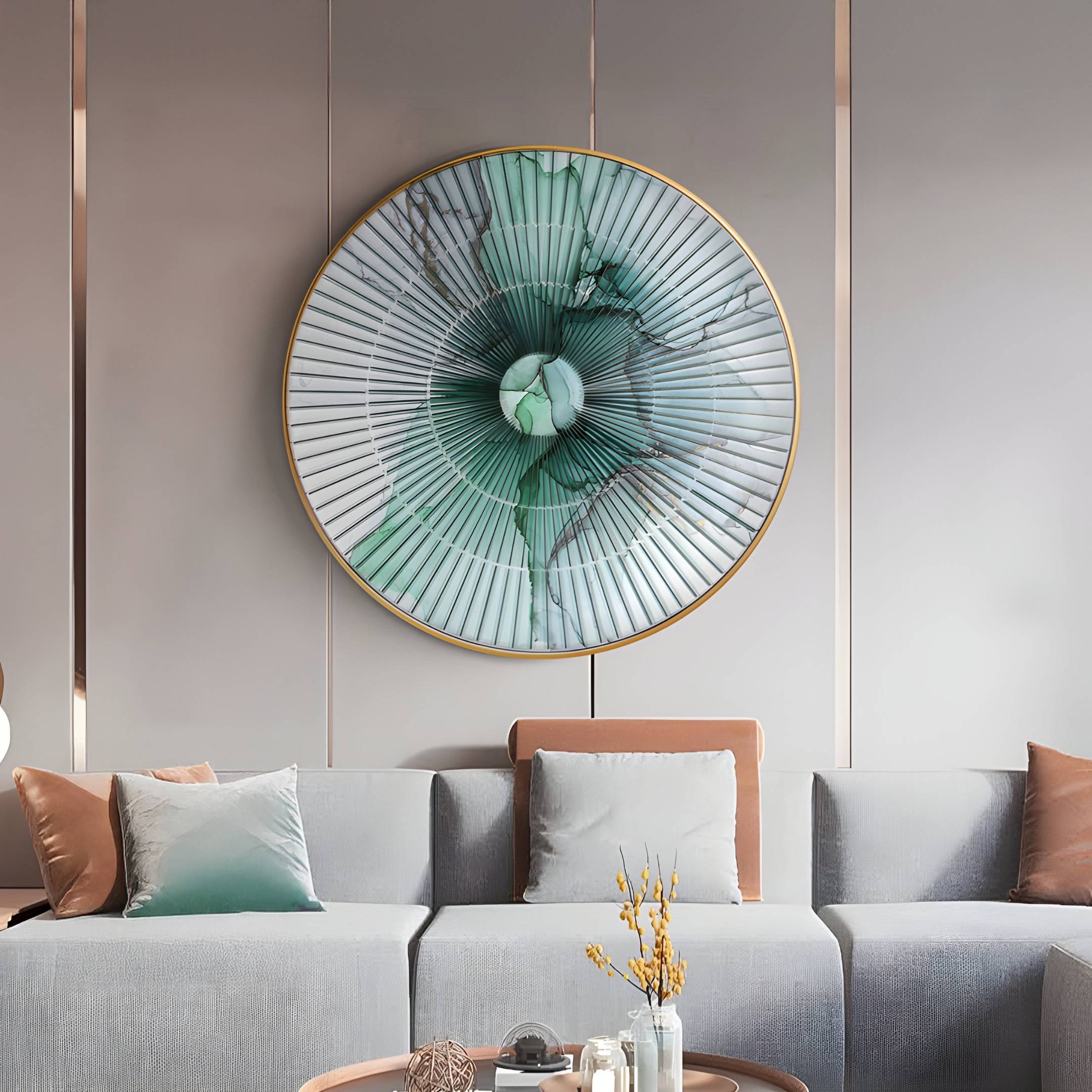 Flusira Emerald Vein Circular Acrylic 3D Wall Art