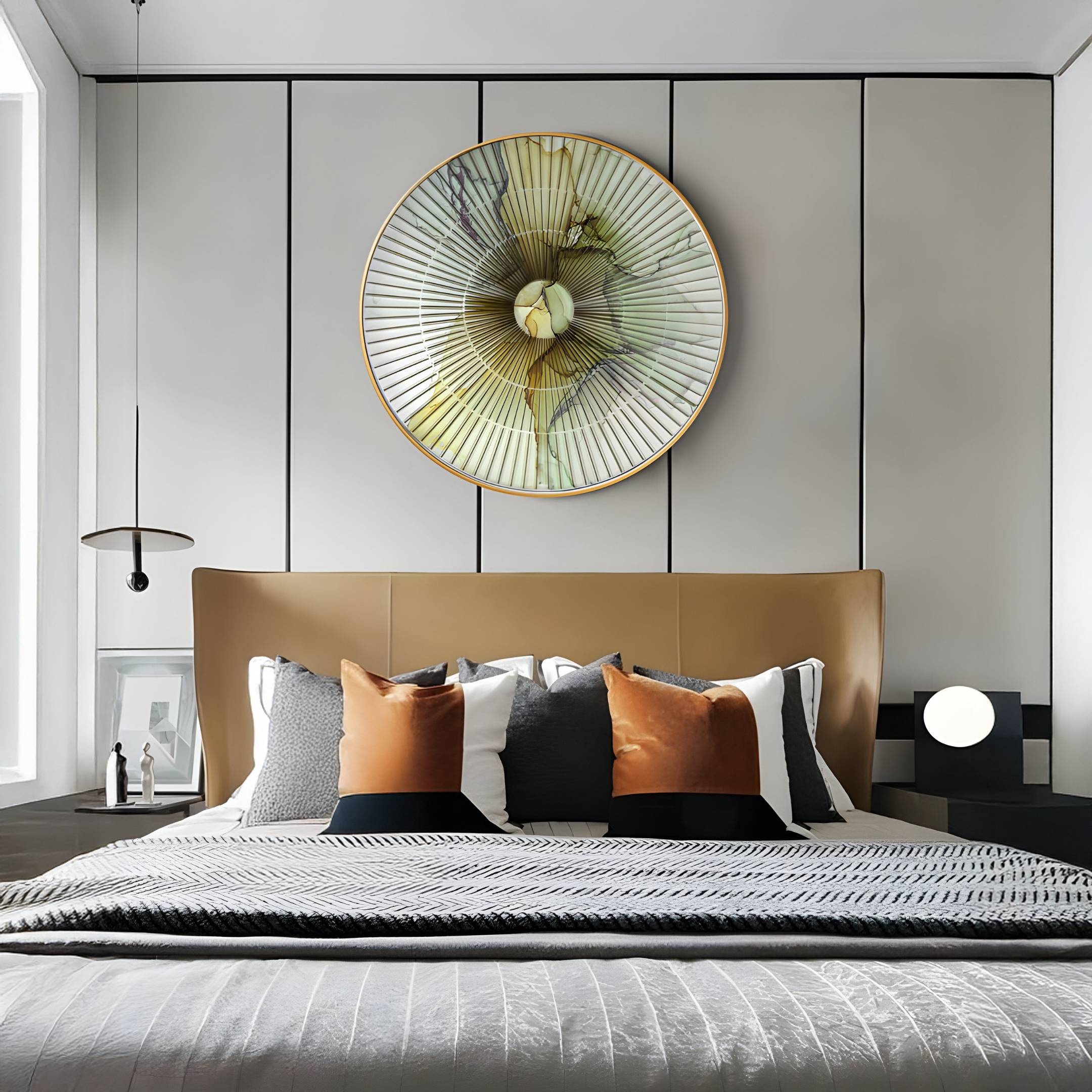 Flusira Ochre Sage Circular Acrylic 3D Wall Art