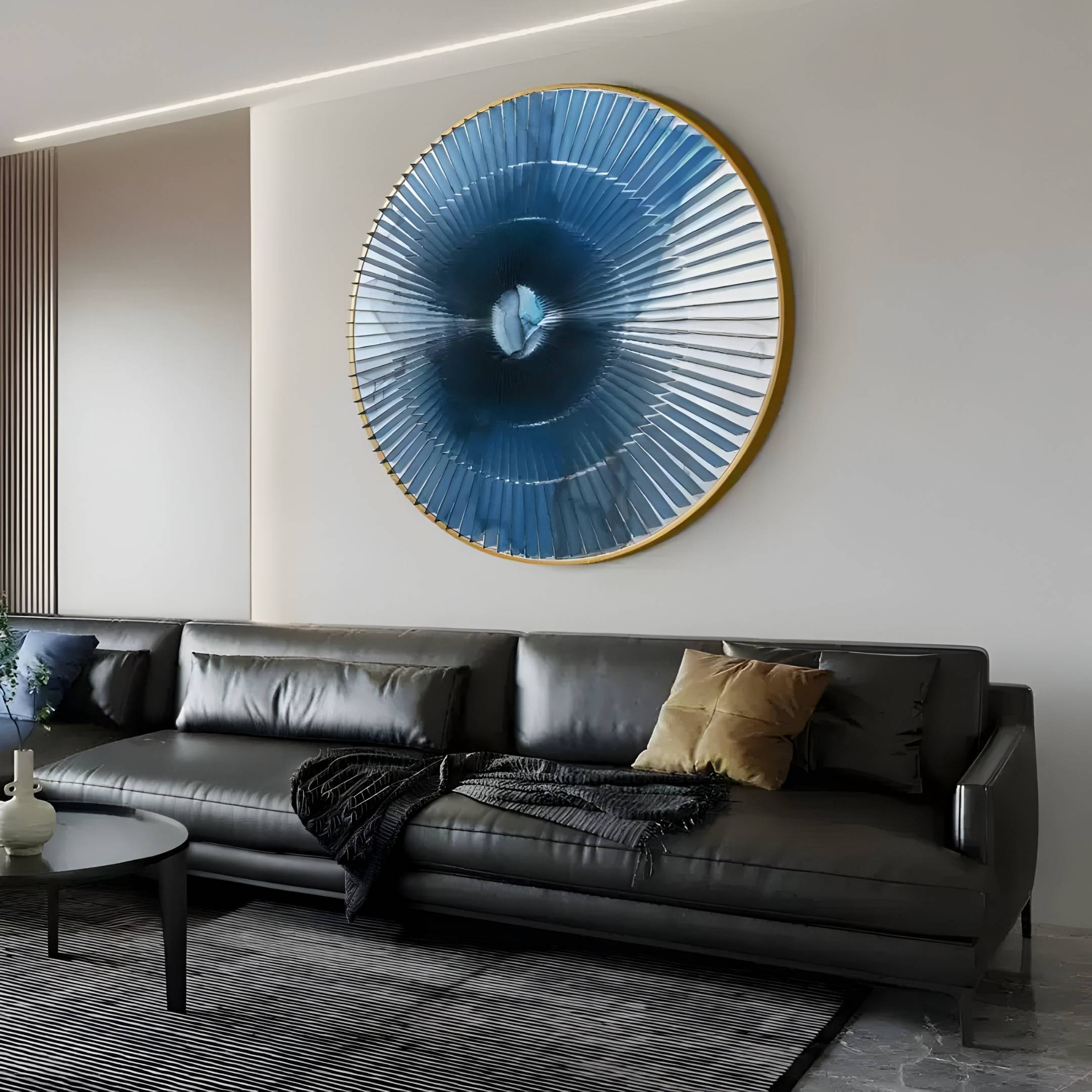 Flusira Ice Blue Circular Acrylic 3D Wall Art