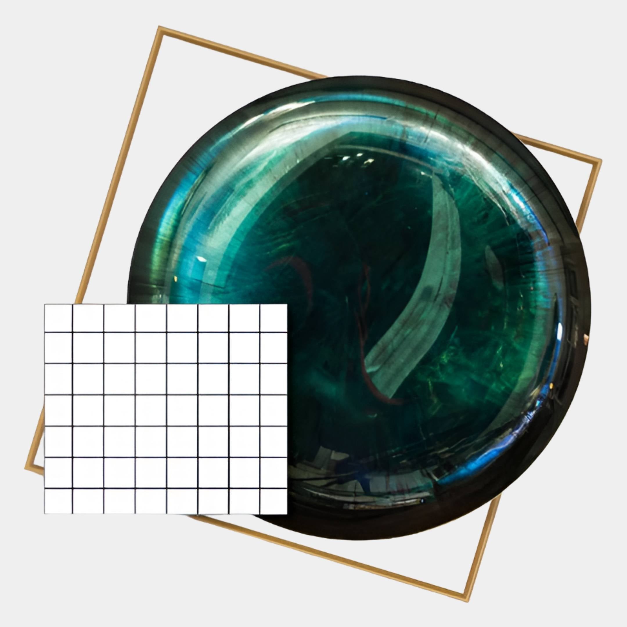 Aurenza Grid Jade Acrylic & Metal Frame 3D Wall Art