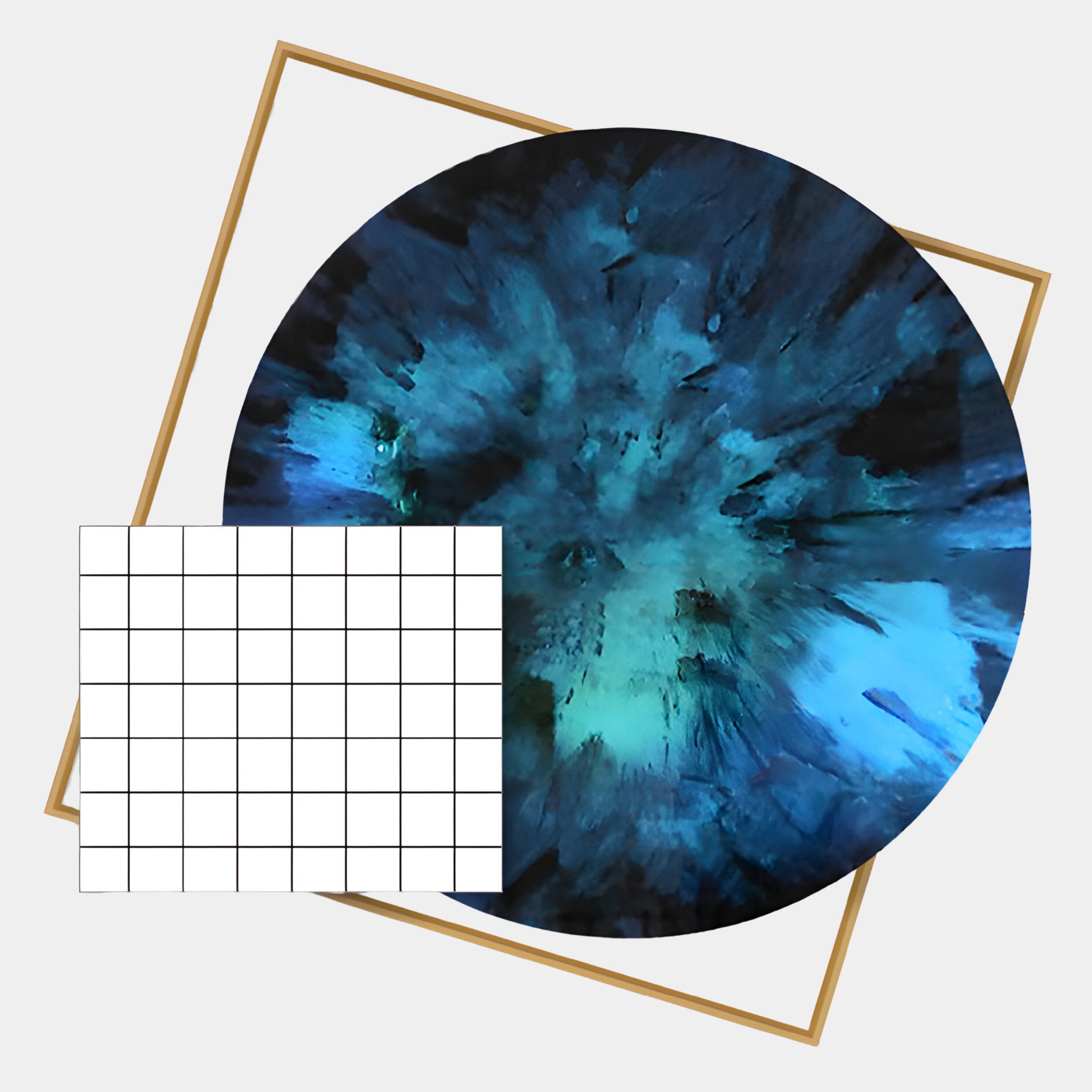 Aurenza Grid Sapphire Acrylic & Metal Frame 3D Wall Art