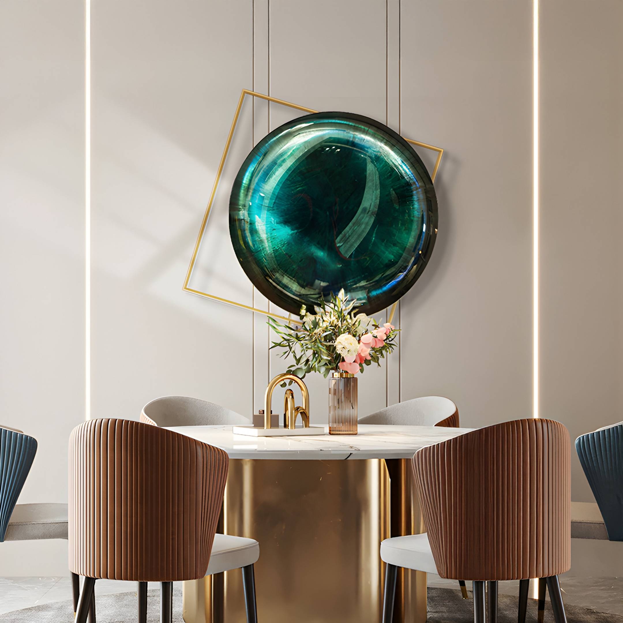 Aurenza Jade Acrylic & Metal Frame 3D Wall Art