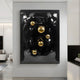 Aurezal Black Gloss & Gold Orb Acrylic 3D Wall Art