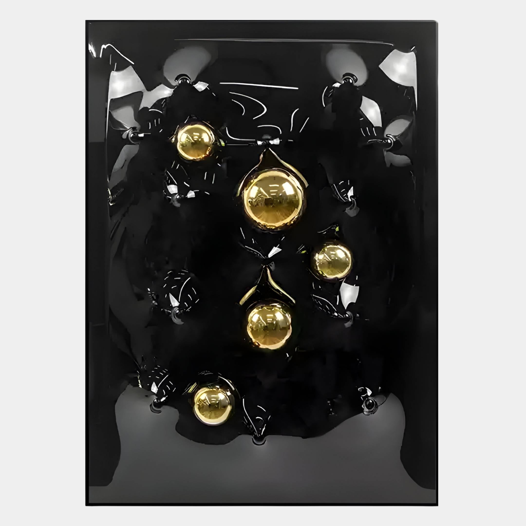 Aurezal Black Gloss & Gold Orb Acrylic 3D Wall Art