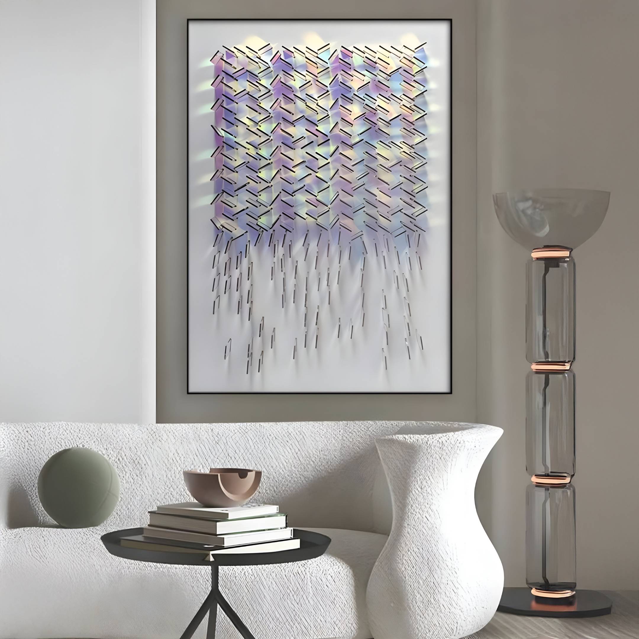 Haliora Cascade Shard Column Acrylic Framed 3D Wall Art