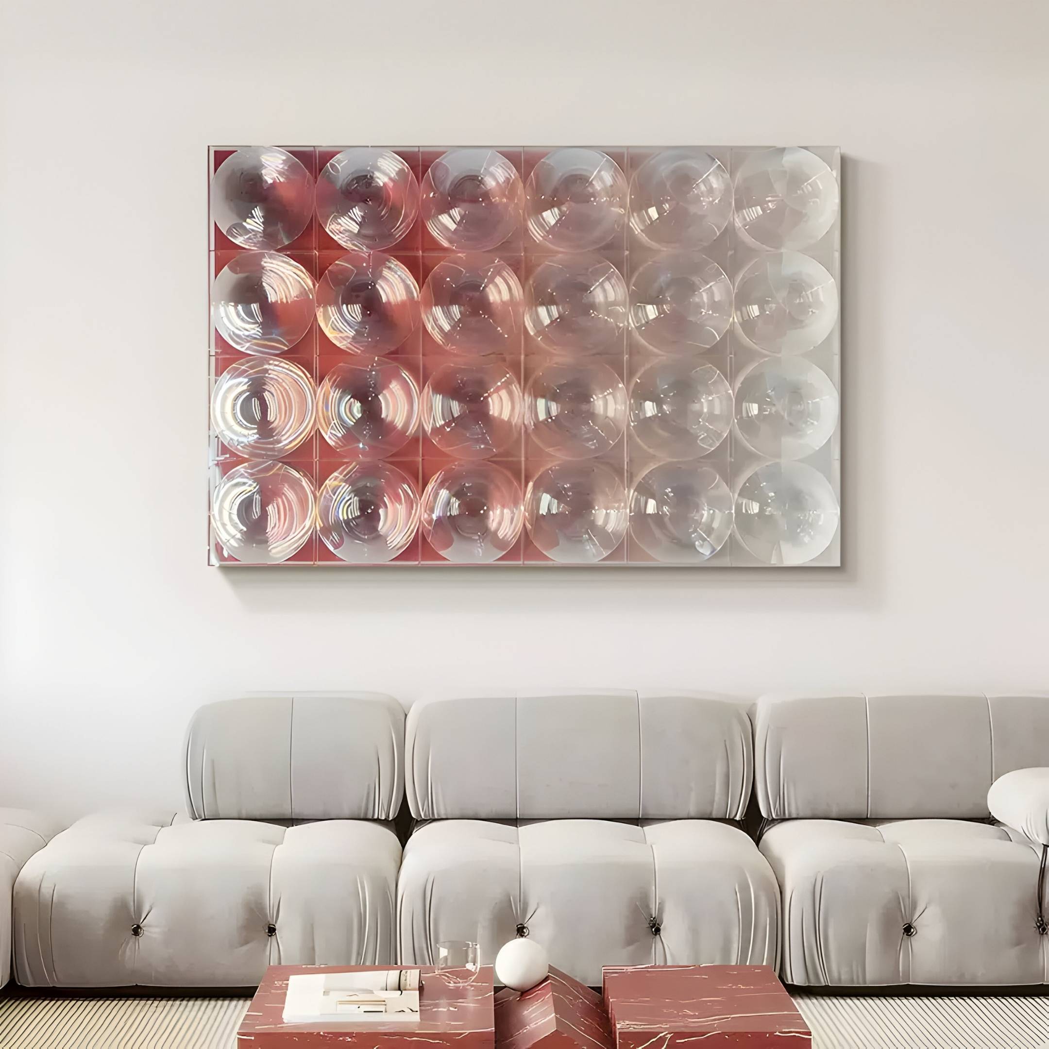 Lucentra Rose Gradient Grid Acrylic 3D Wall Art