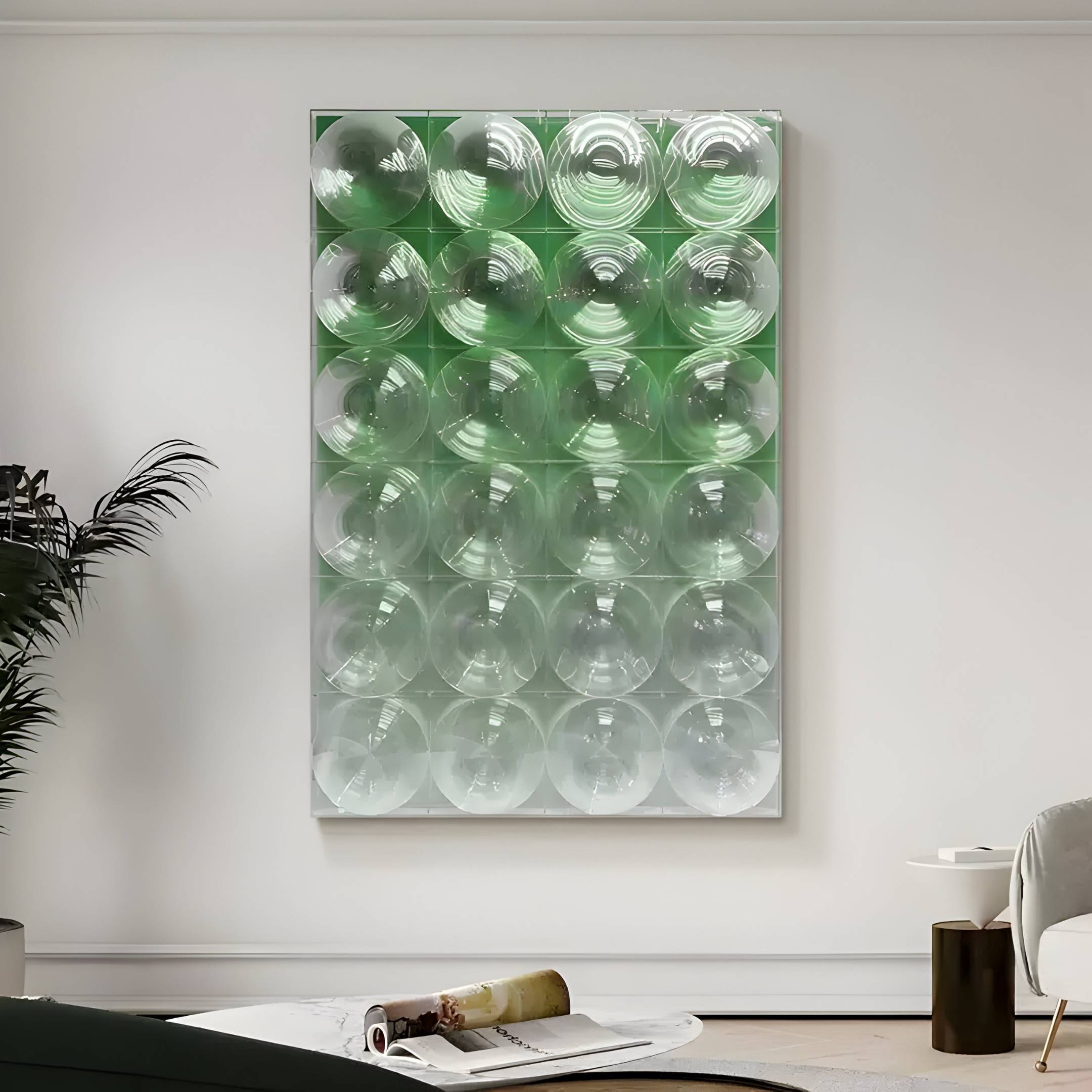 Lucentra Green Gradient Grid Acrylic 3D Wall Art