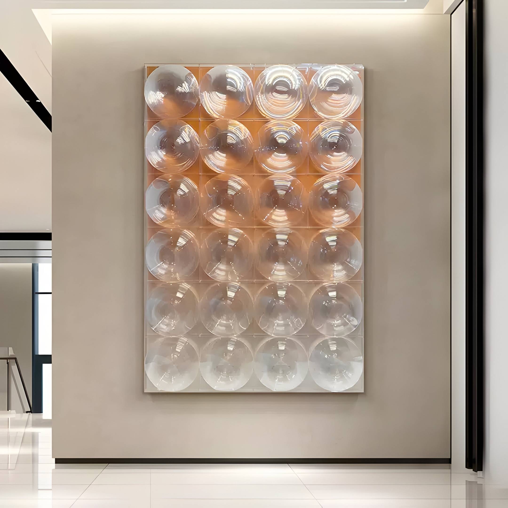 Lucentra Amber Gradient Grid Acrylic 3D Wall Art