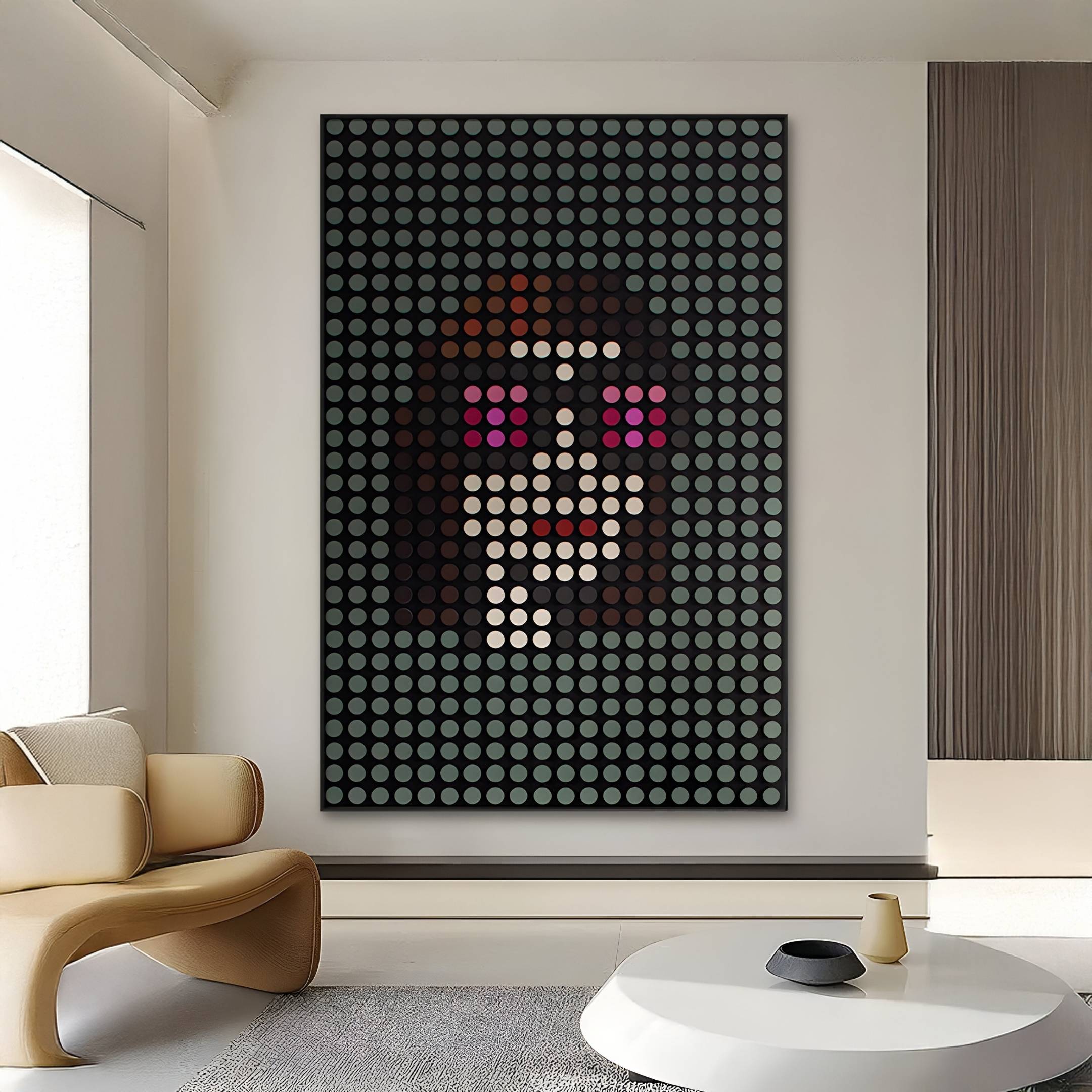 Pixelade Pink Lens Girl Acrylic Dot 3D Wall Art