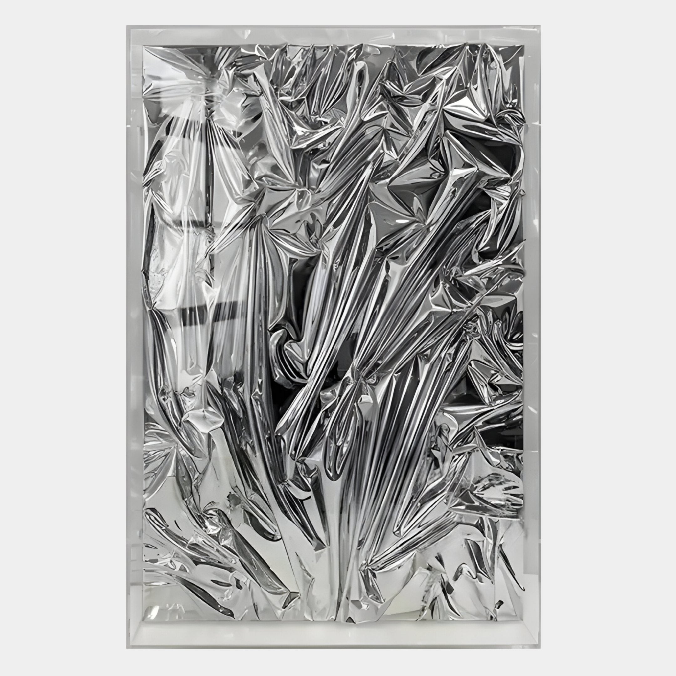 Metallique Silver Crinkle Texture Leather 3D Wall Art