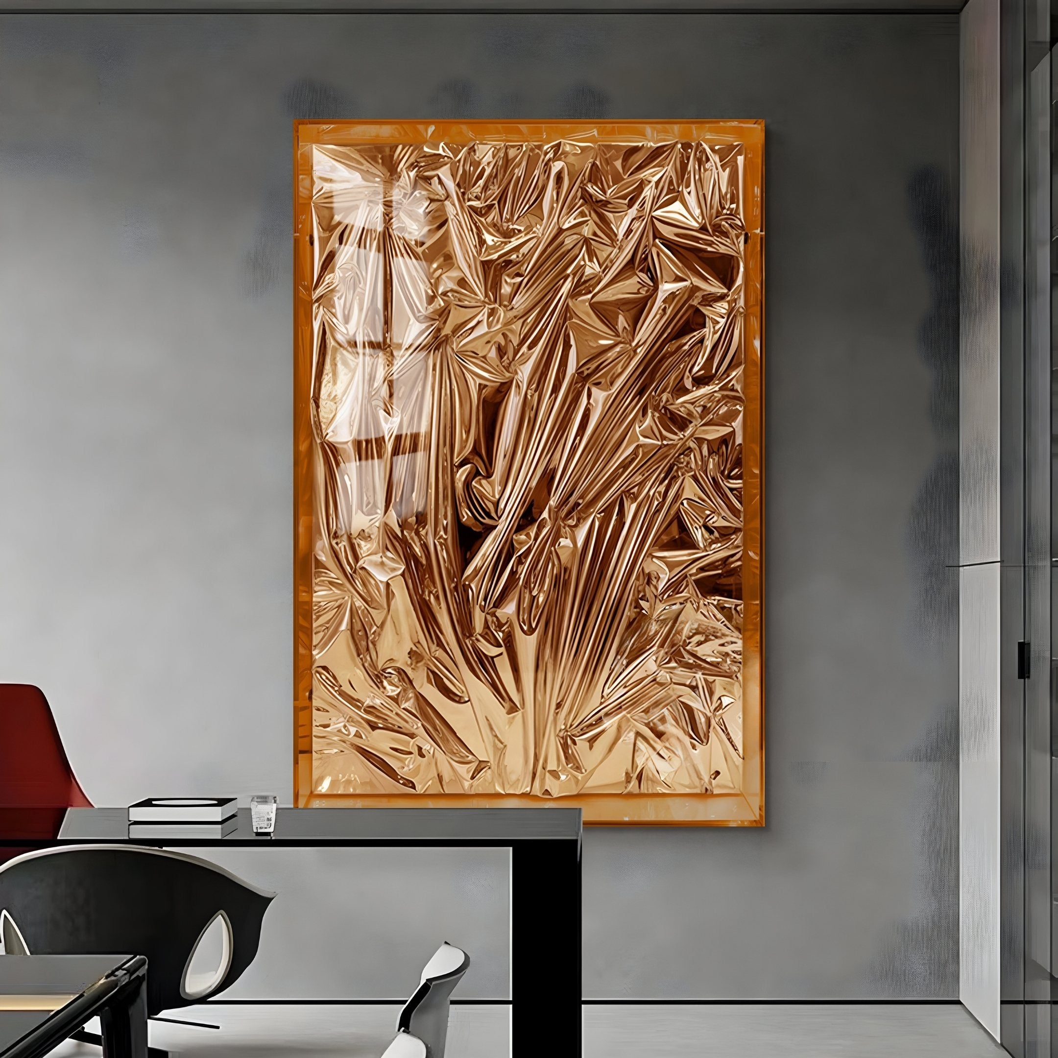 Metallique Copper Crinkle Texture Leather 3D Wall Art