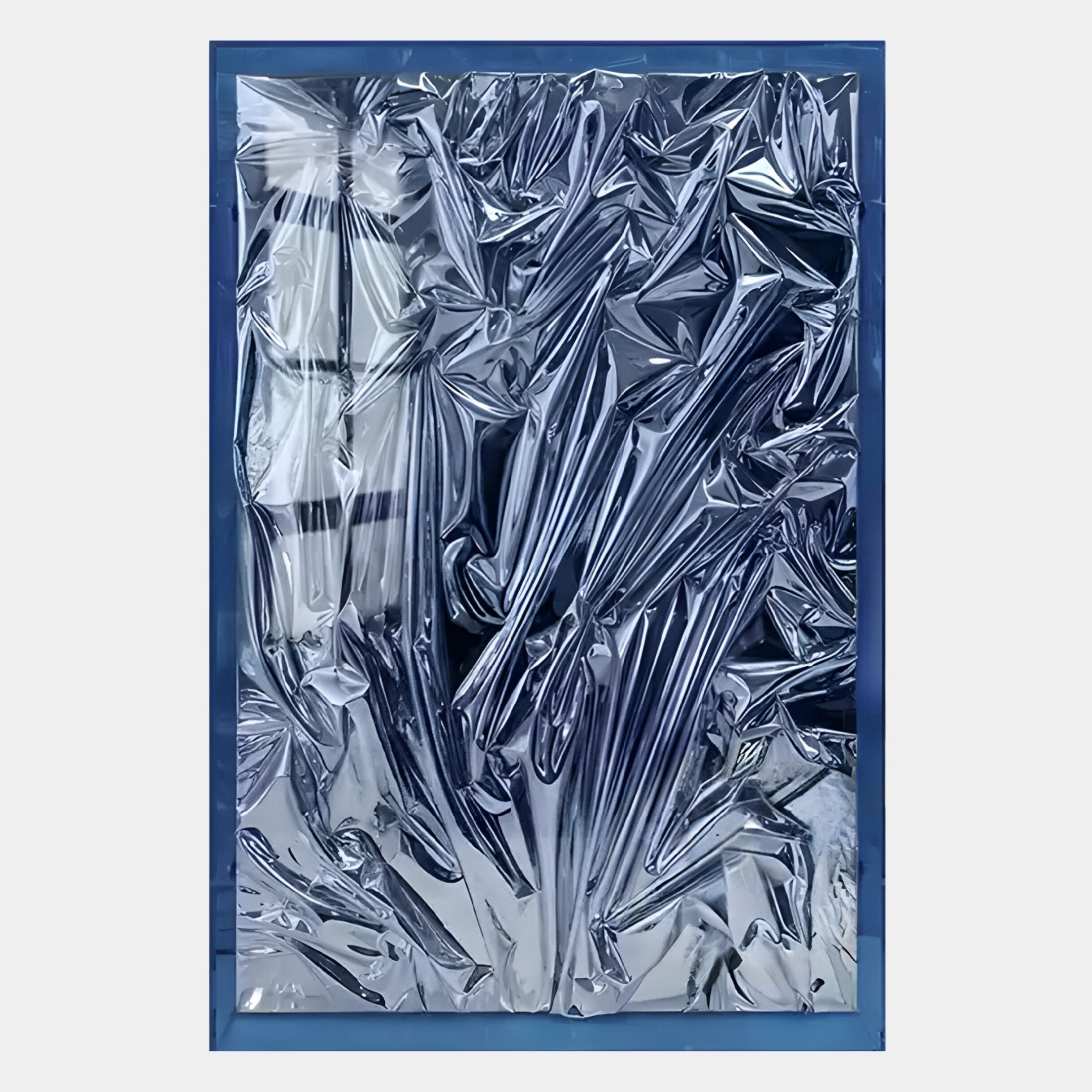 Metallique Sapphire Blue Crinkle Texture Leather 3D Wall Art
