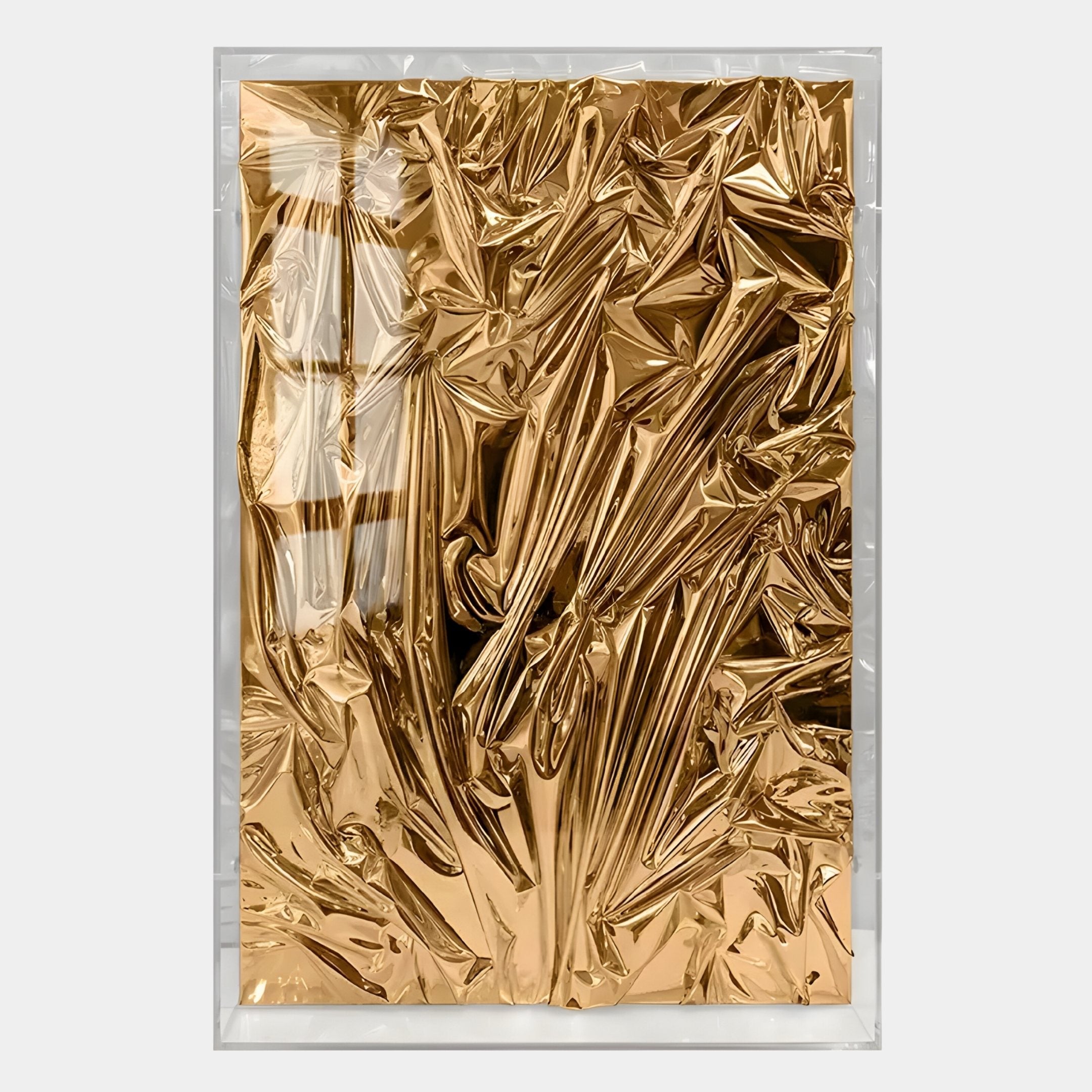 Metallique Amber Gold Crinkle Texture Leather 3D Wall Art