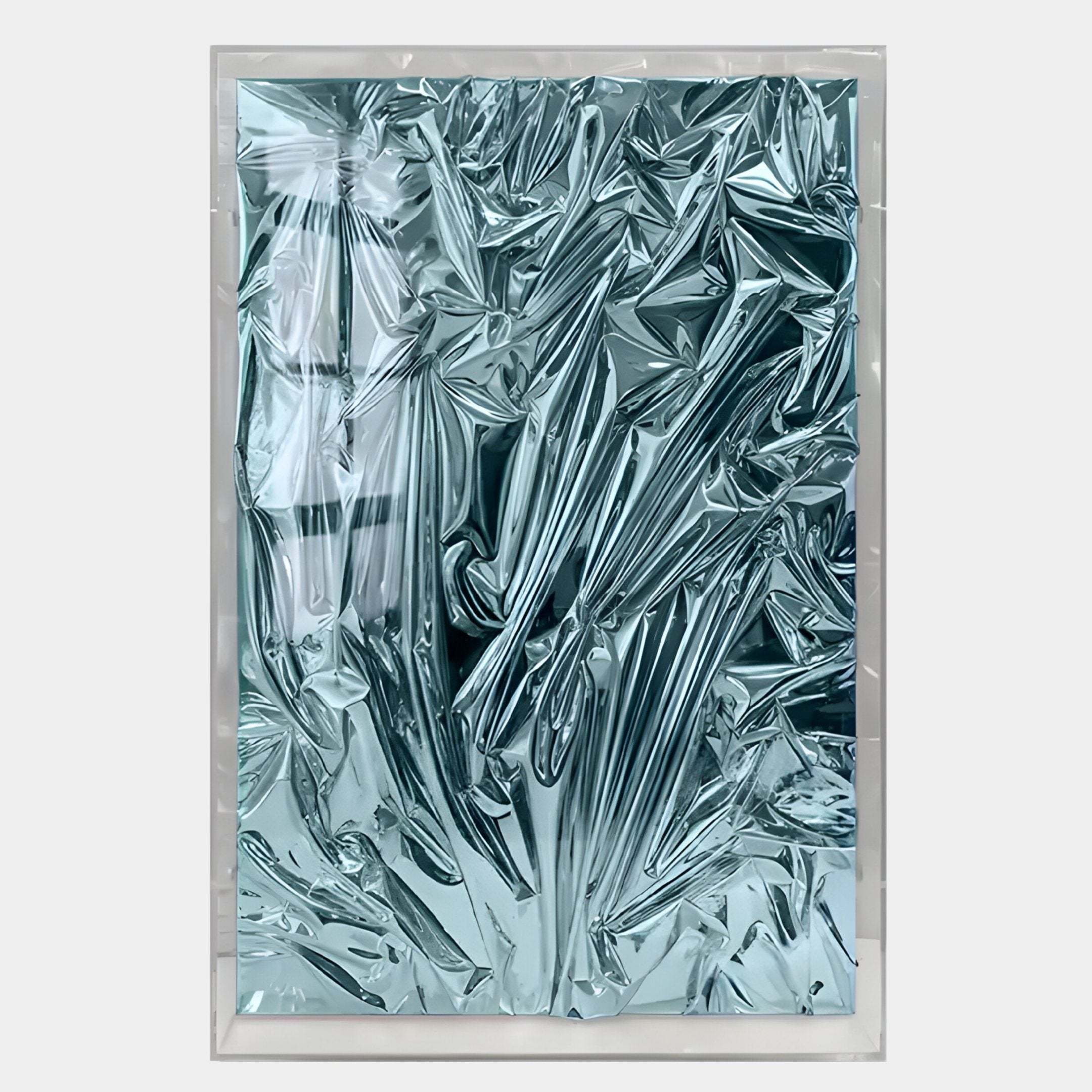 Metallique Ocean Blue Crinkle Texture Leather 3D Wall Art