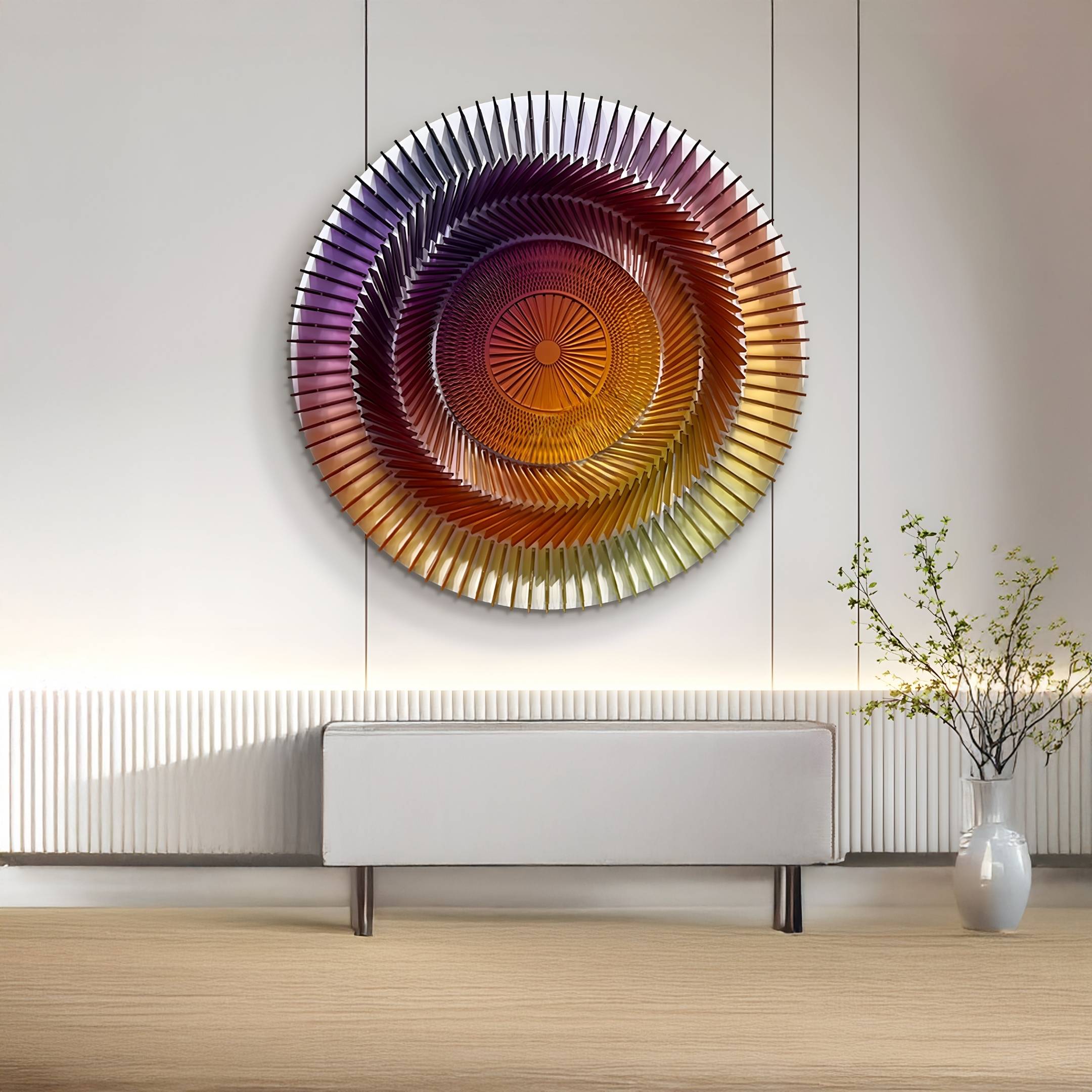 Vortara Sunset Spiral Gradient Acrylic 3D Wall Art