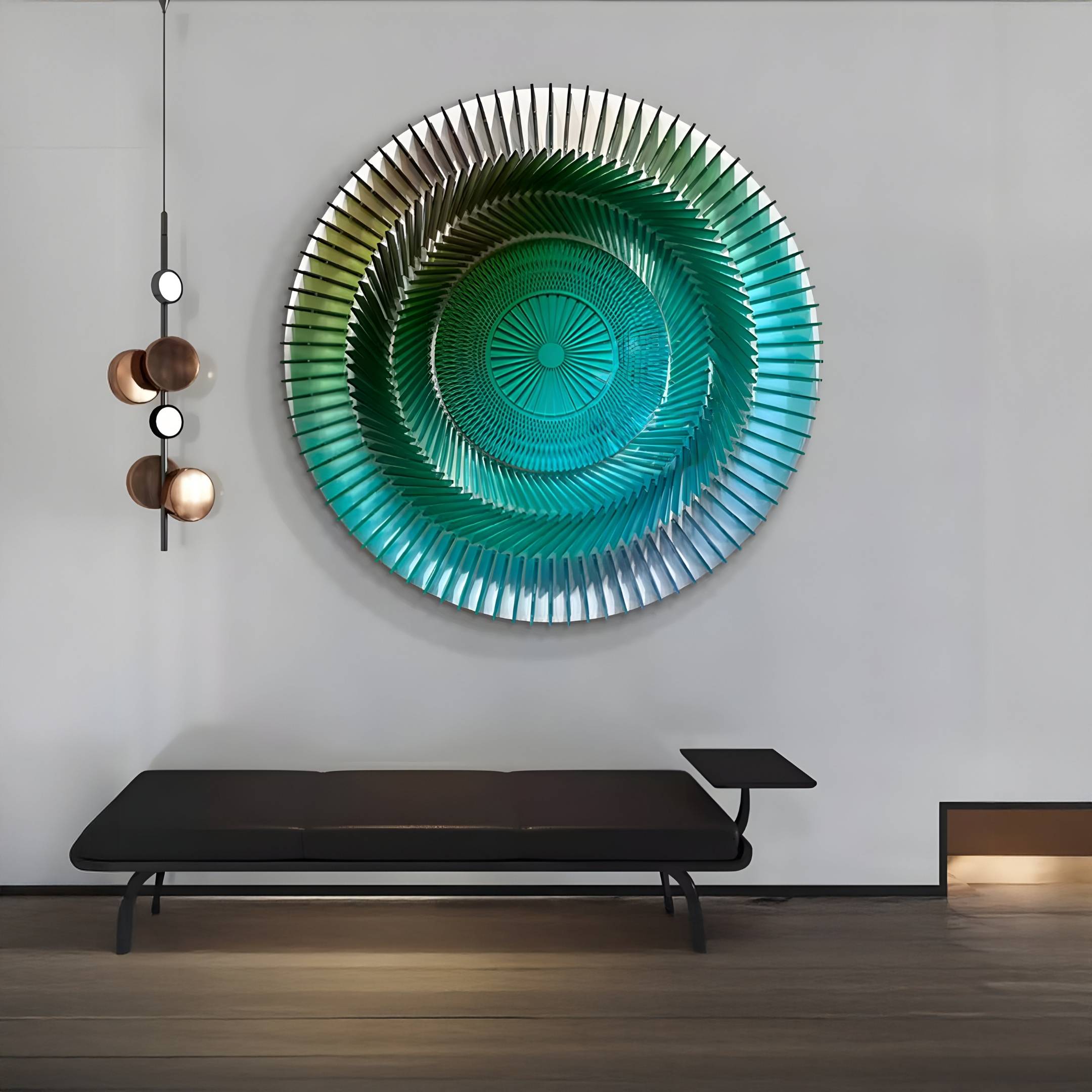 Vortara Emerald Spiral Gradient Acrylic 3D Wall Art