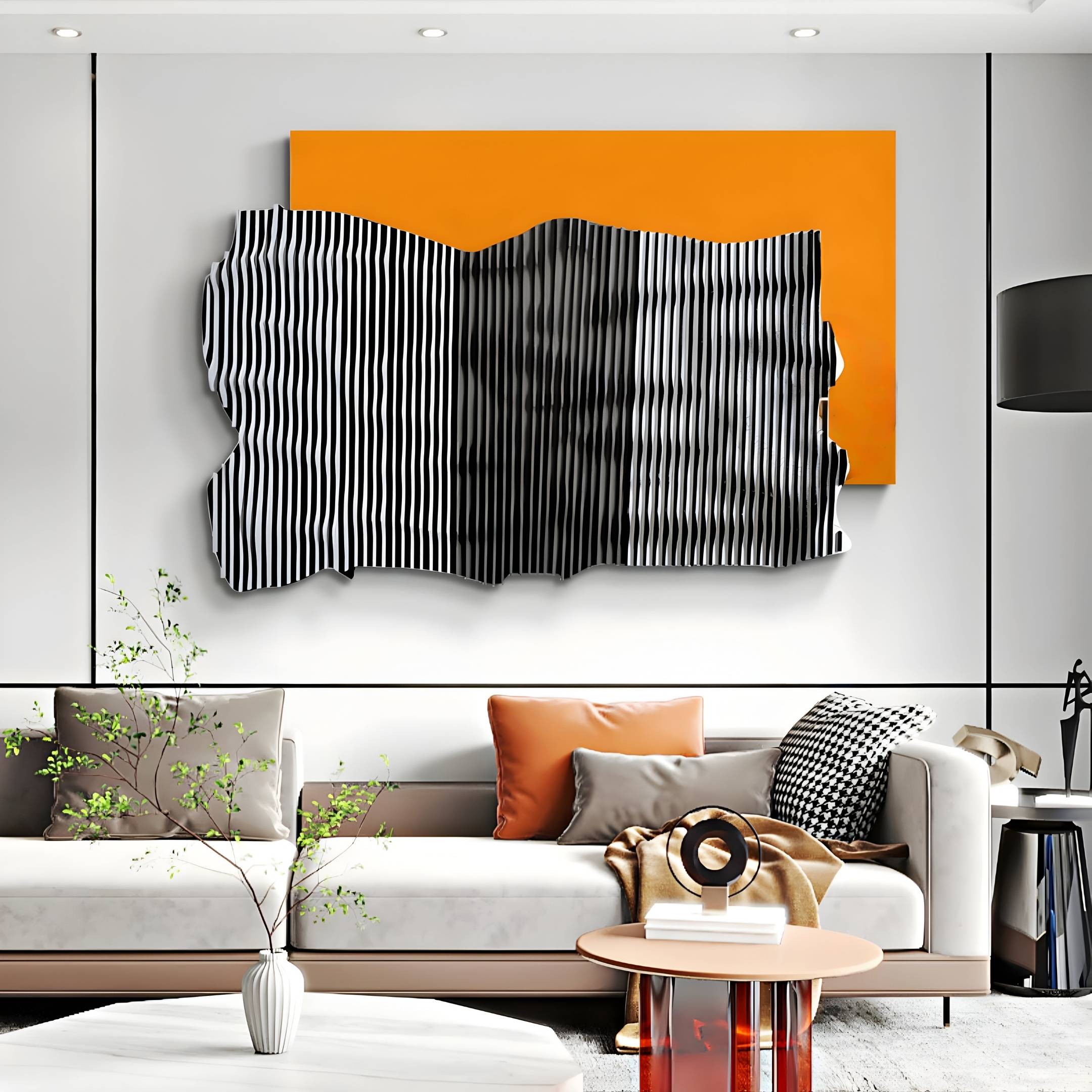 Strialux Flow Veil Amber Leather & Acrylic 3D Wall Art
