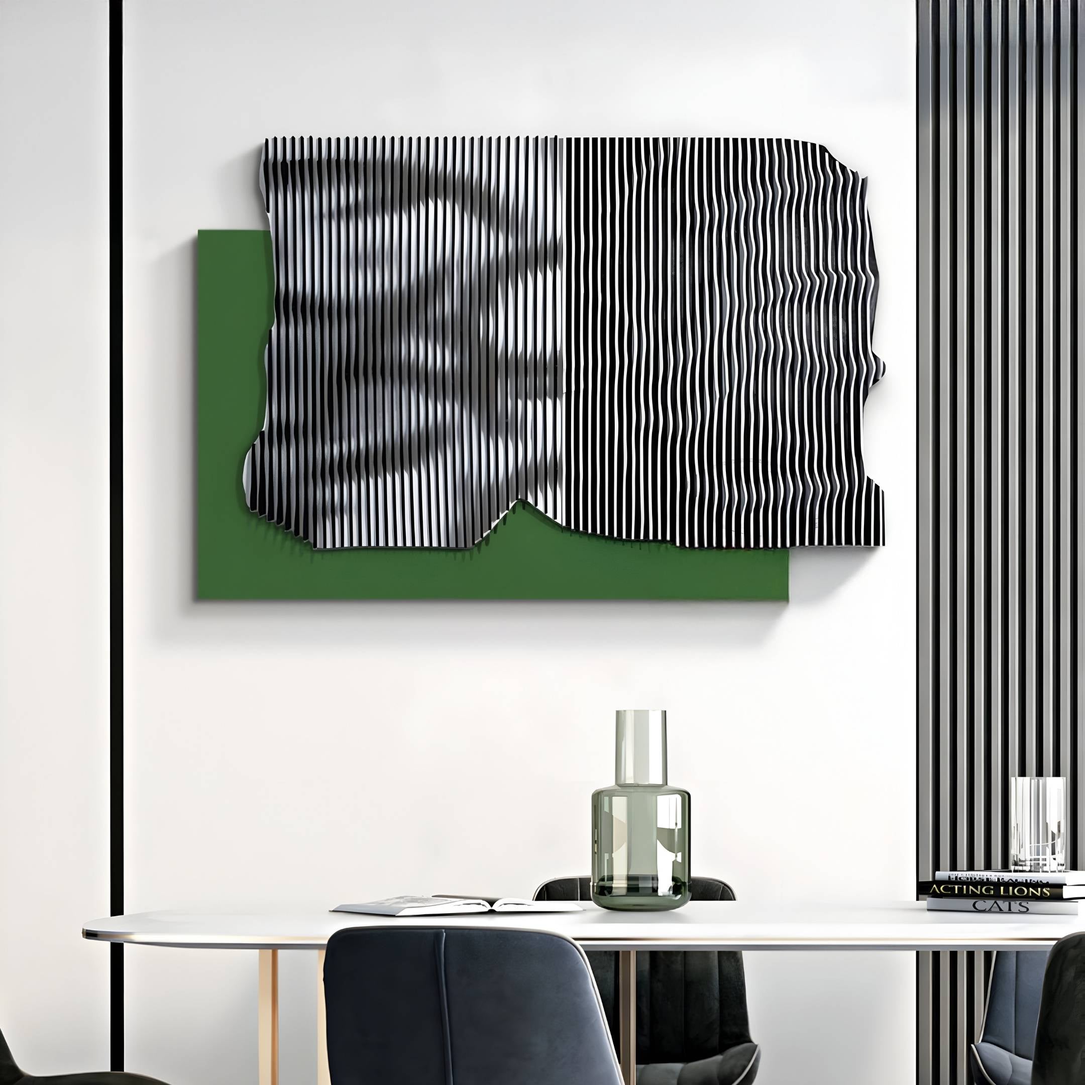 Strialux Mono Illusion Green Leather & Acrylic 3D Wall Art