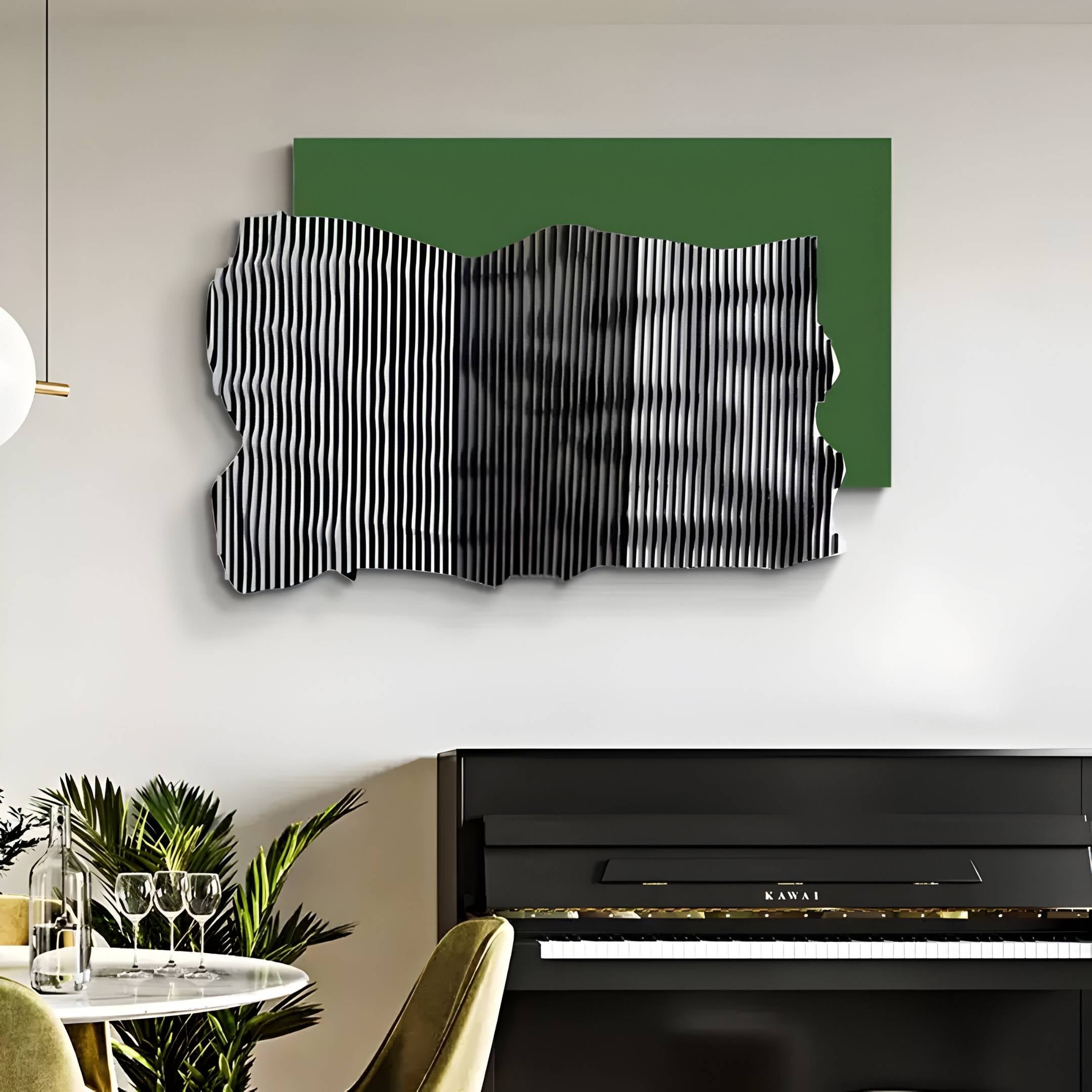 Strialux Flow Veil Green Leather & Acrylic 3D Wall Art