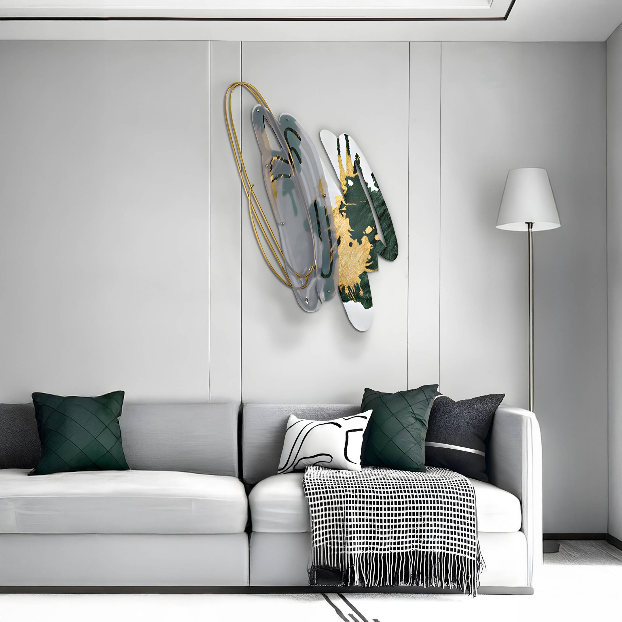 Aerava Emerald & Gold Sculptural Acrylic 3D Wall Art