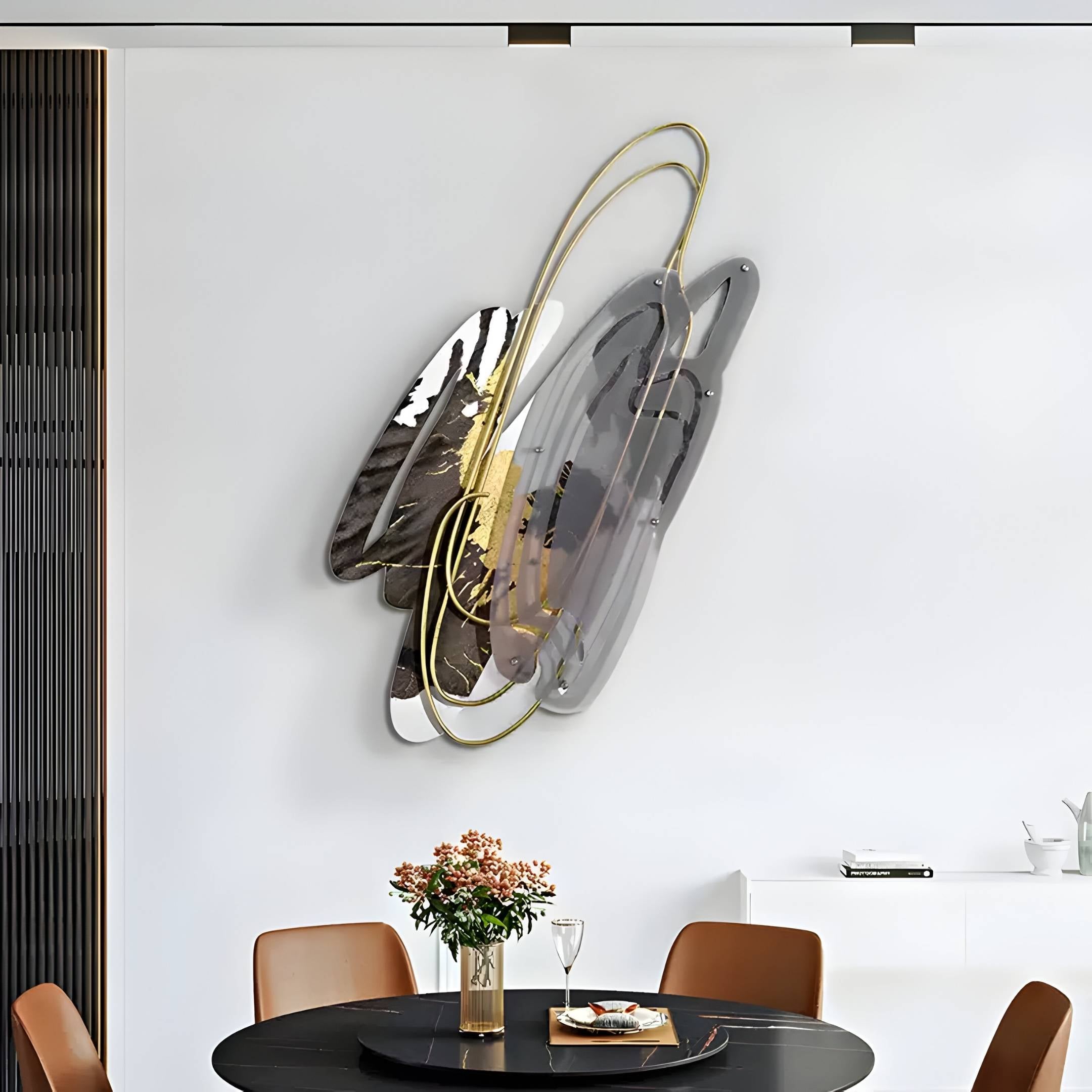 Aerava Monochrome & Gold Sculptural Acrylic 3D Wall Art