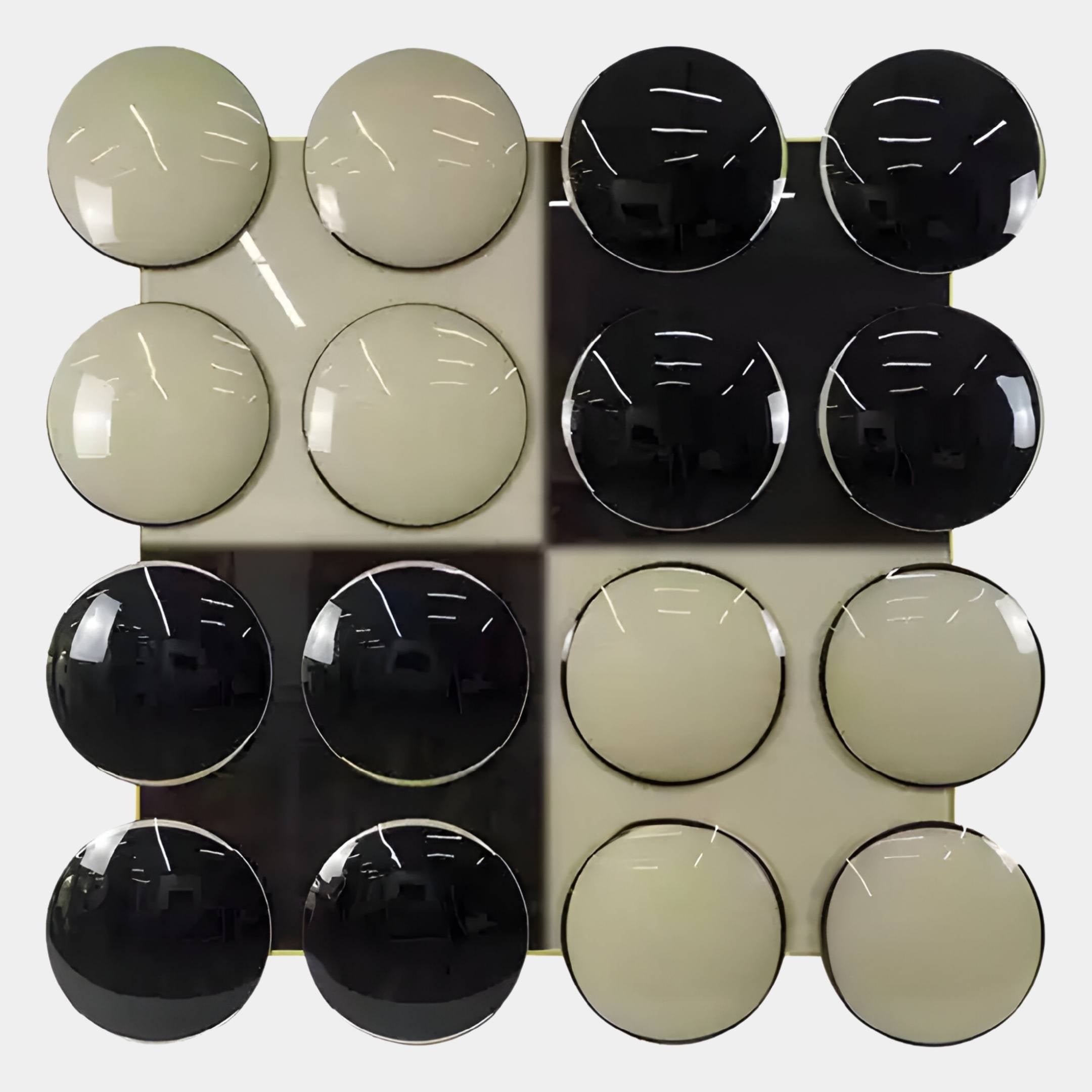 Poplux Grid Black & Cream Dome Acrylic 3D Wall Art