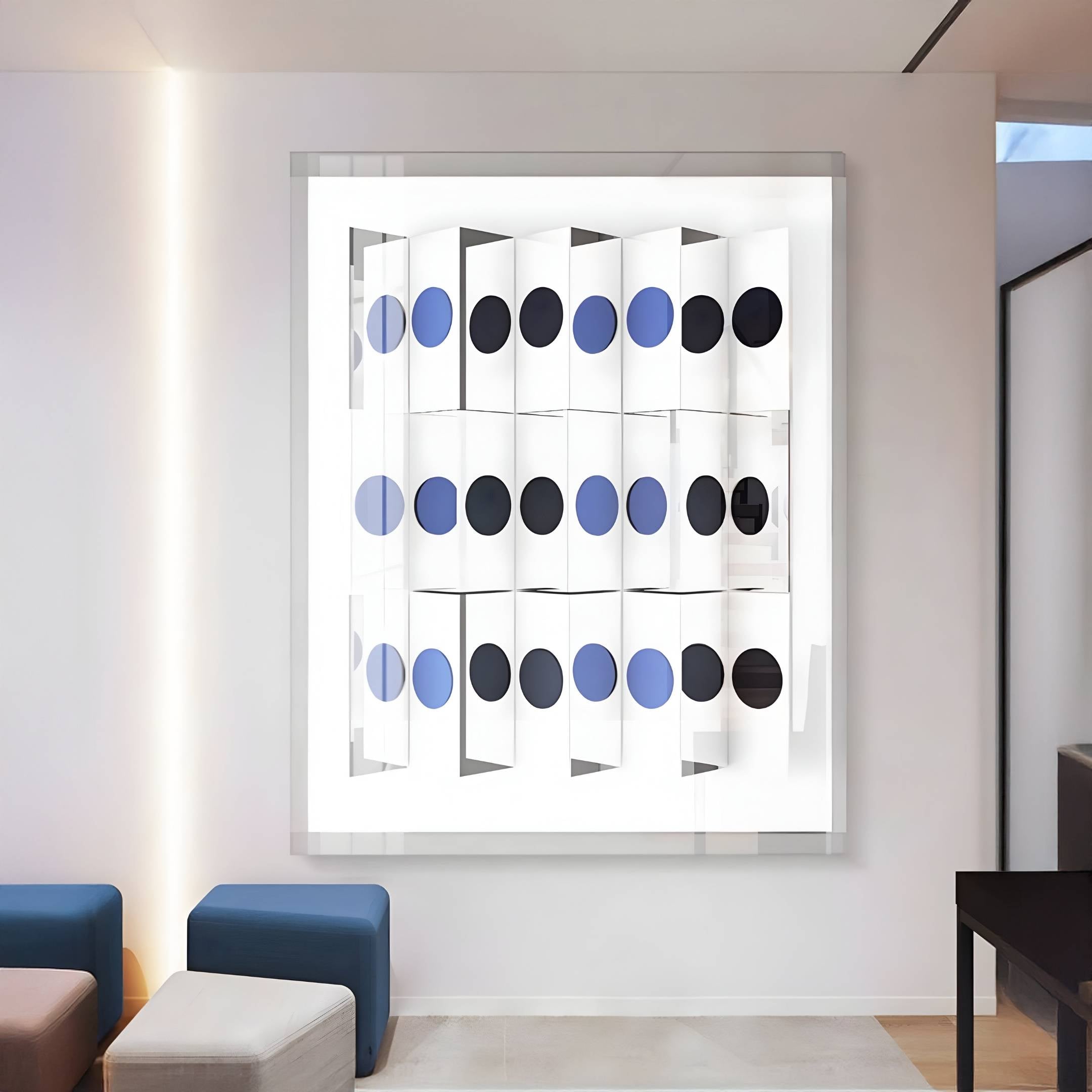 Valdris Blue & Navy Circle Panel Acrylic 3D Wall Art