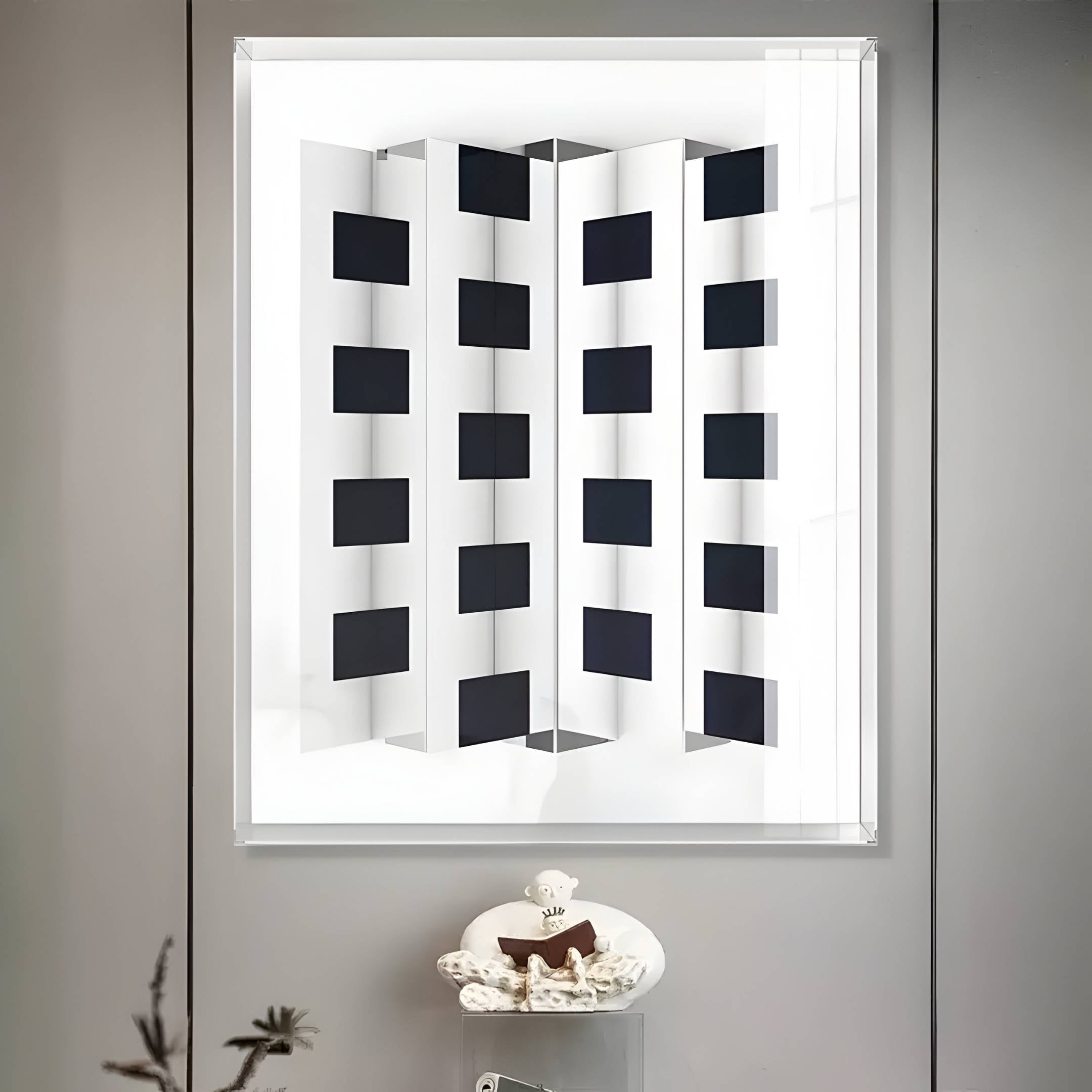 Gridure Black & White Panel Acrylic 3D Wall Art
