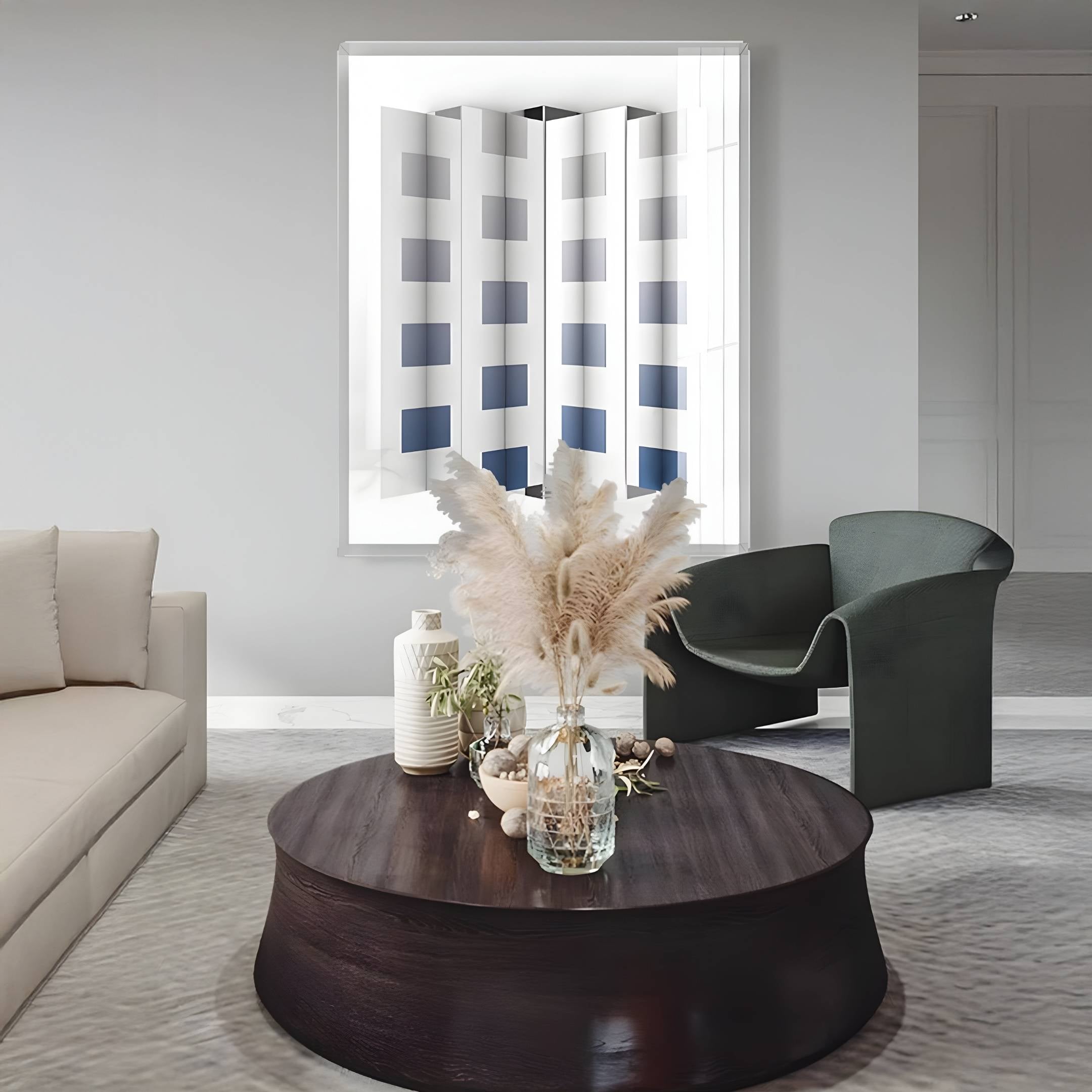 Gridure Grey & Blue Panel Acrylic 3D Wall Art