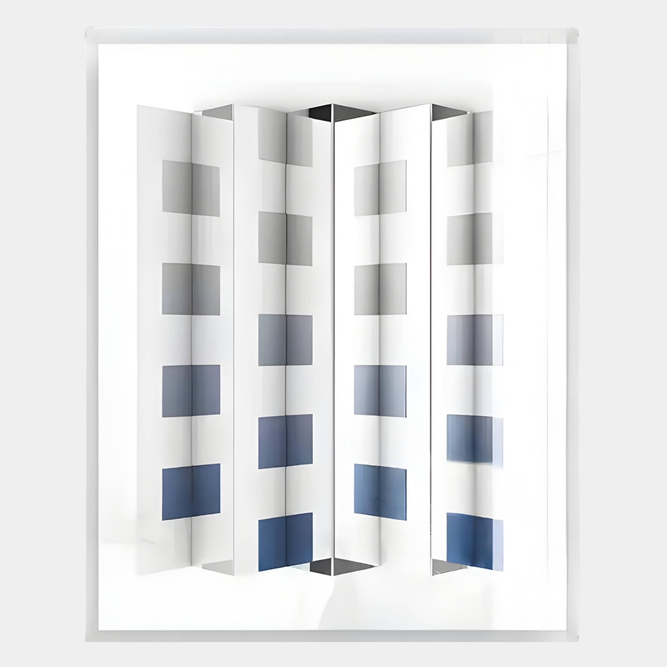 Gridure Grey & Blue Panel Acrylic 3D Wall Art