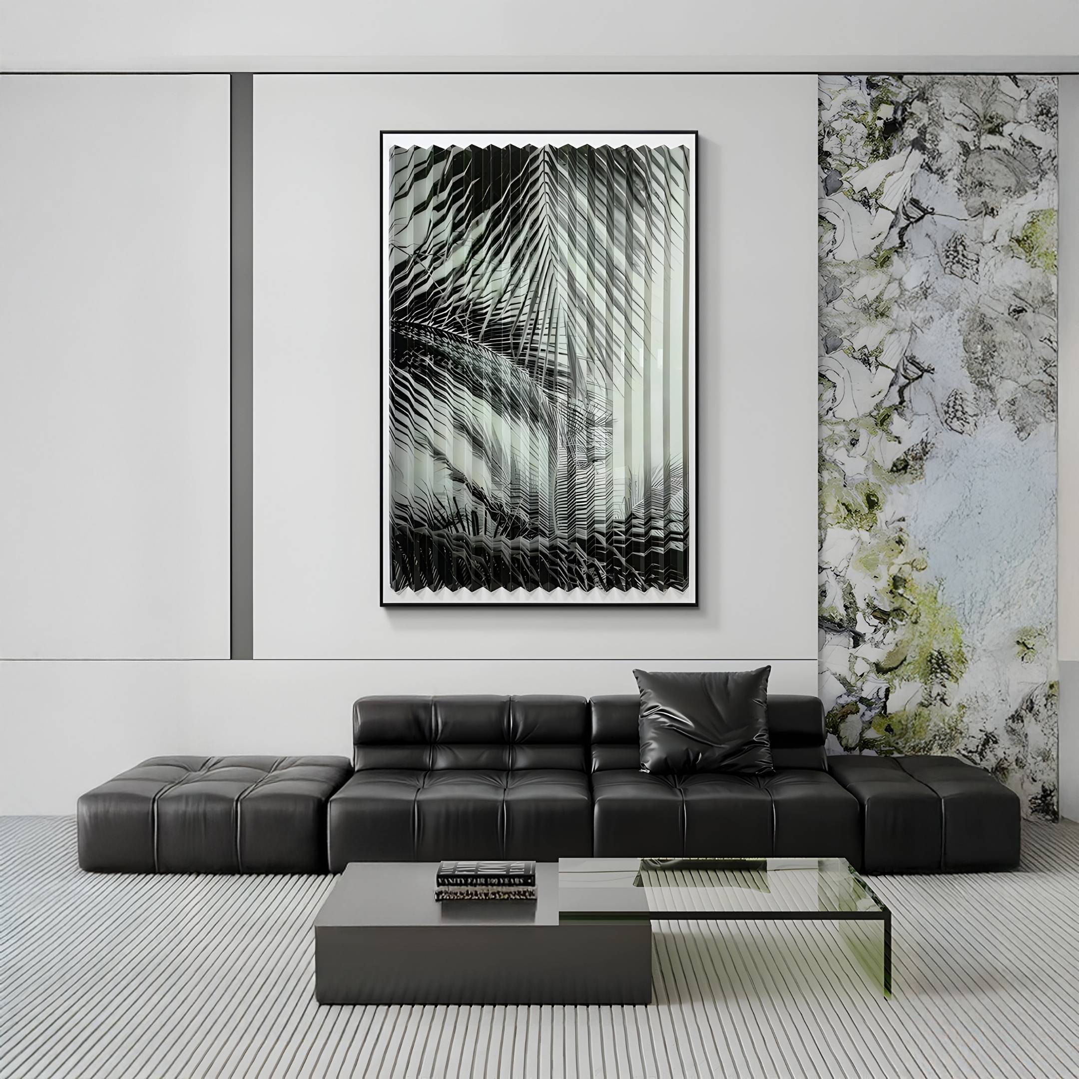 Flutara Palm Monochrome Folded Acrylic 3D Wall Art