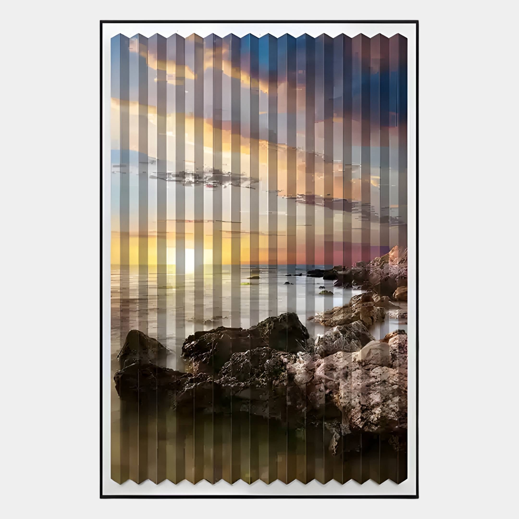 Flutara Coastal Dawn Folded Acrylic 3D Wall Art