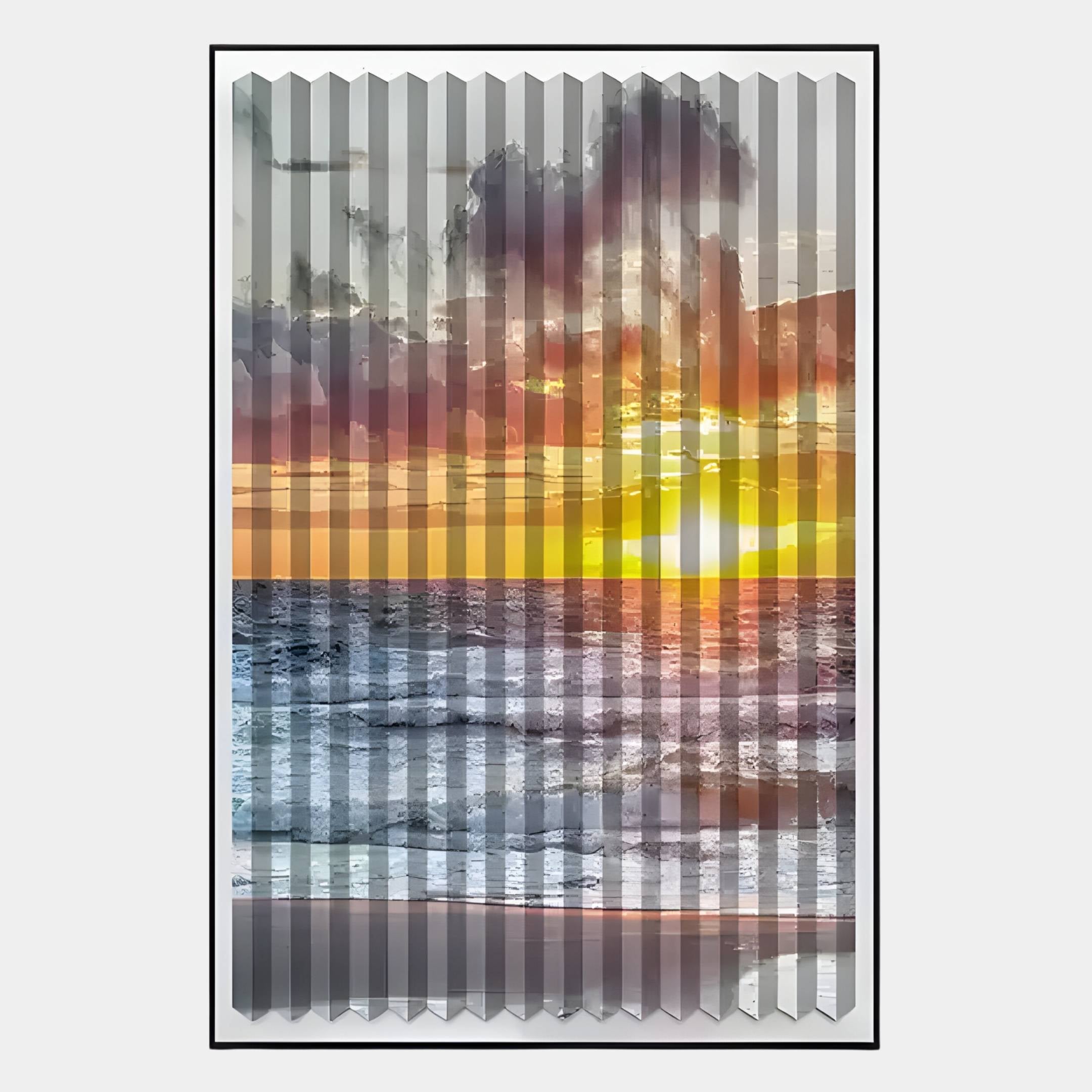 Flutara Ocean Blaze Sunset Folded Acrylic 3D Wall Art