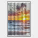Flutara Ocean Blaze Sunset Folded Acrylic 3D Wall Art by Giant Sculptures featuring a vivid seascape with golden sun, dusky clouds, and rolling waves on vertically folded acrylic panels in a brushed aluminium frame against a light background.