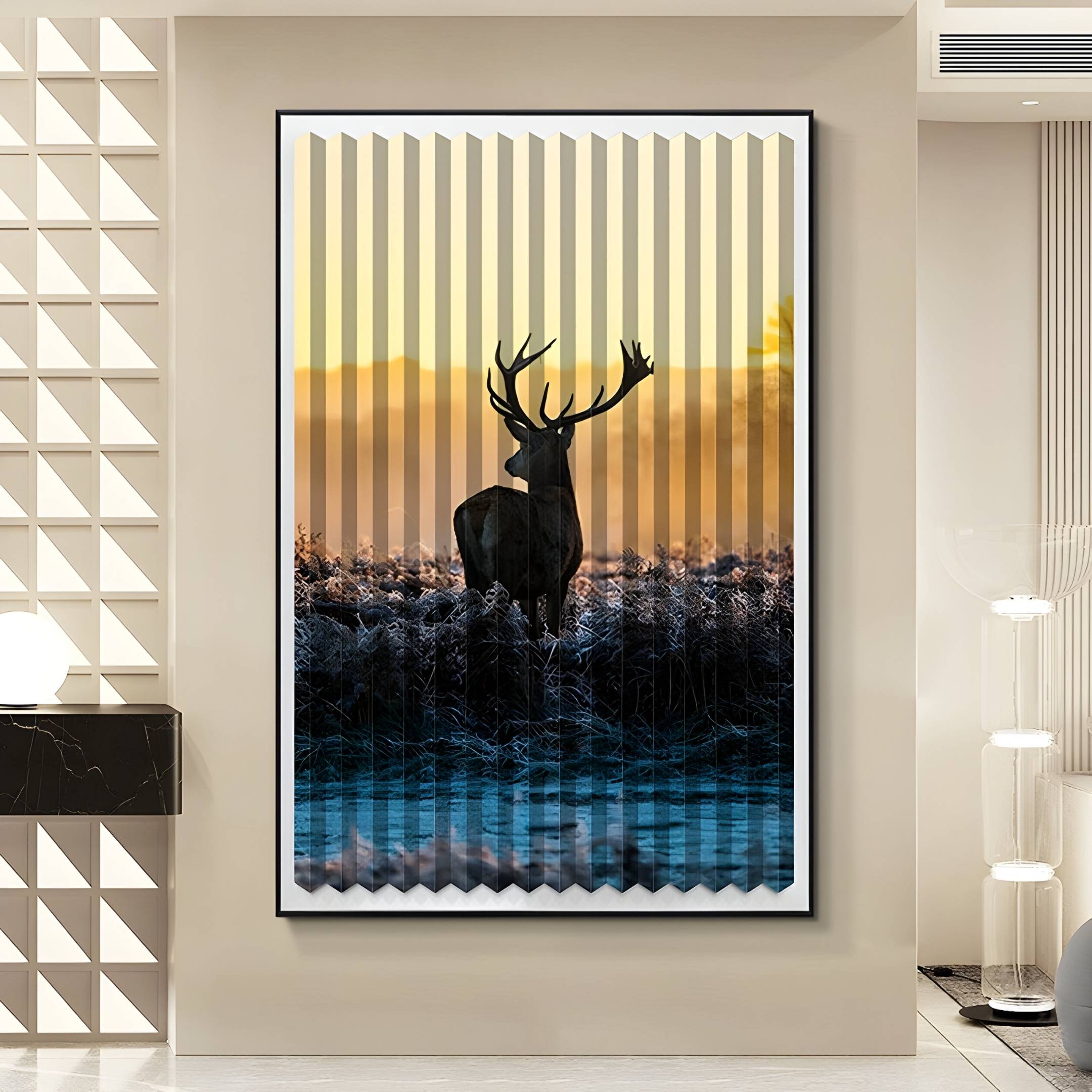 Flutara Winter Dawn Stag Folded Acrylic 3D Wall Art
