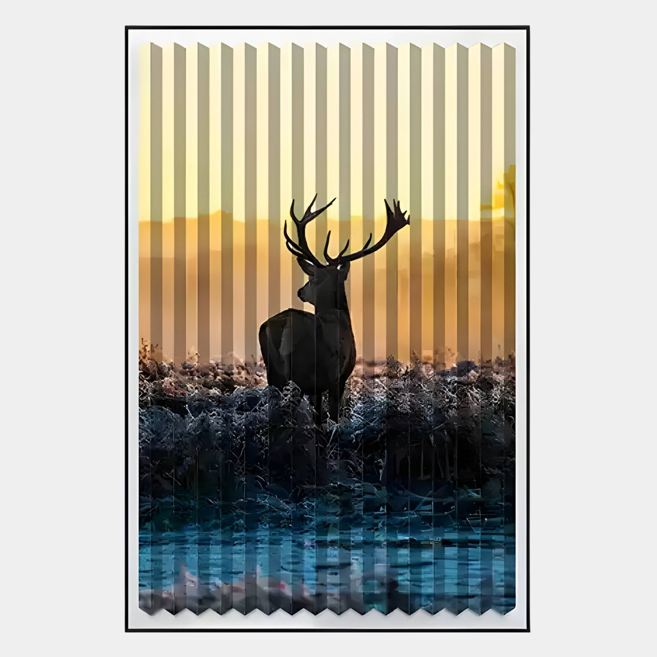 Flutara Winter Dawn Stag Folded Acrylic 3D Wall Art