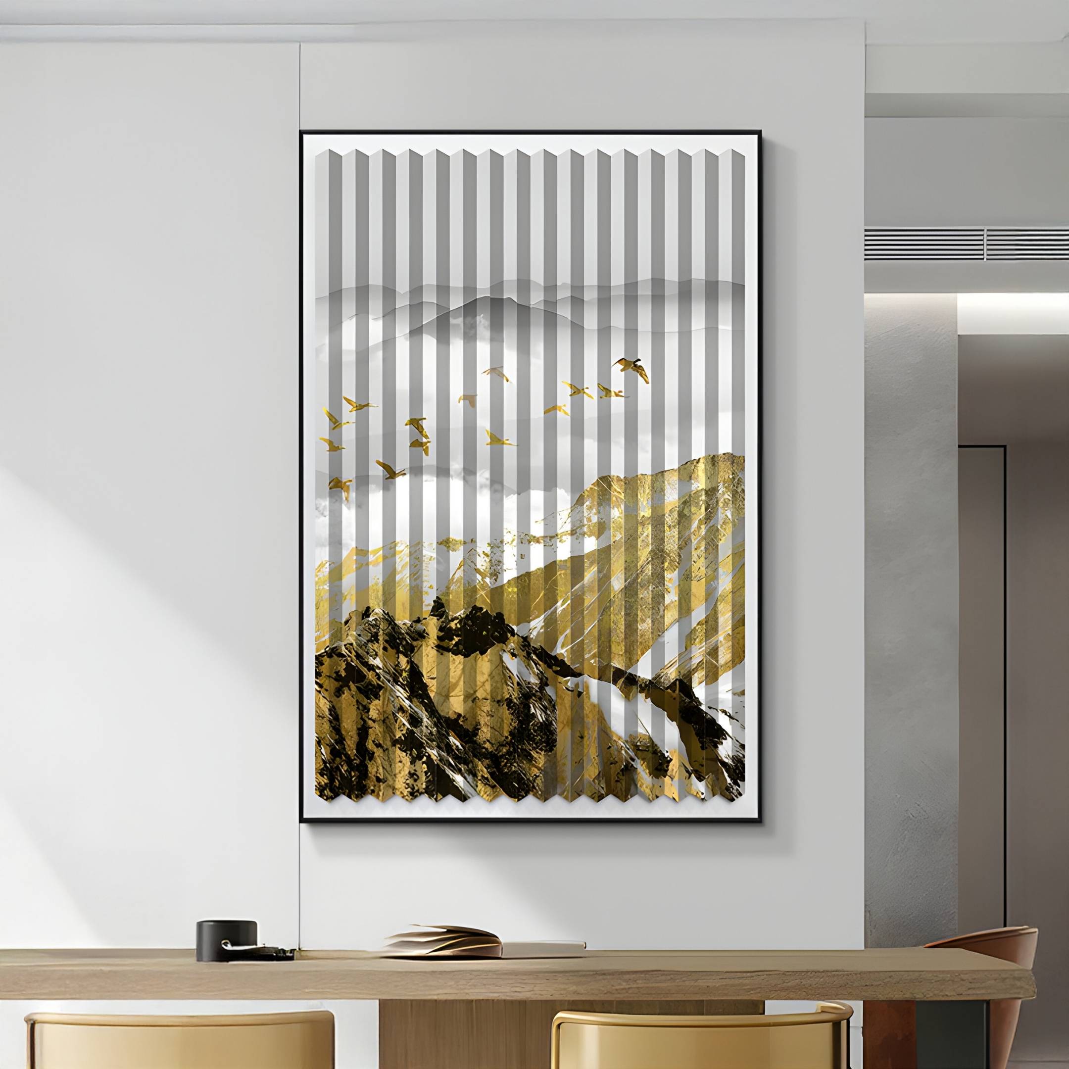 Flutara Golden Summit Folded Acrylic 3D Wall Art