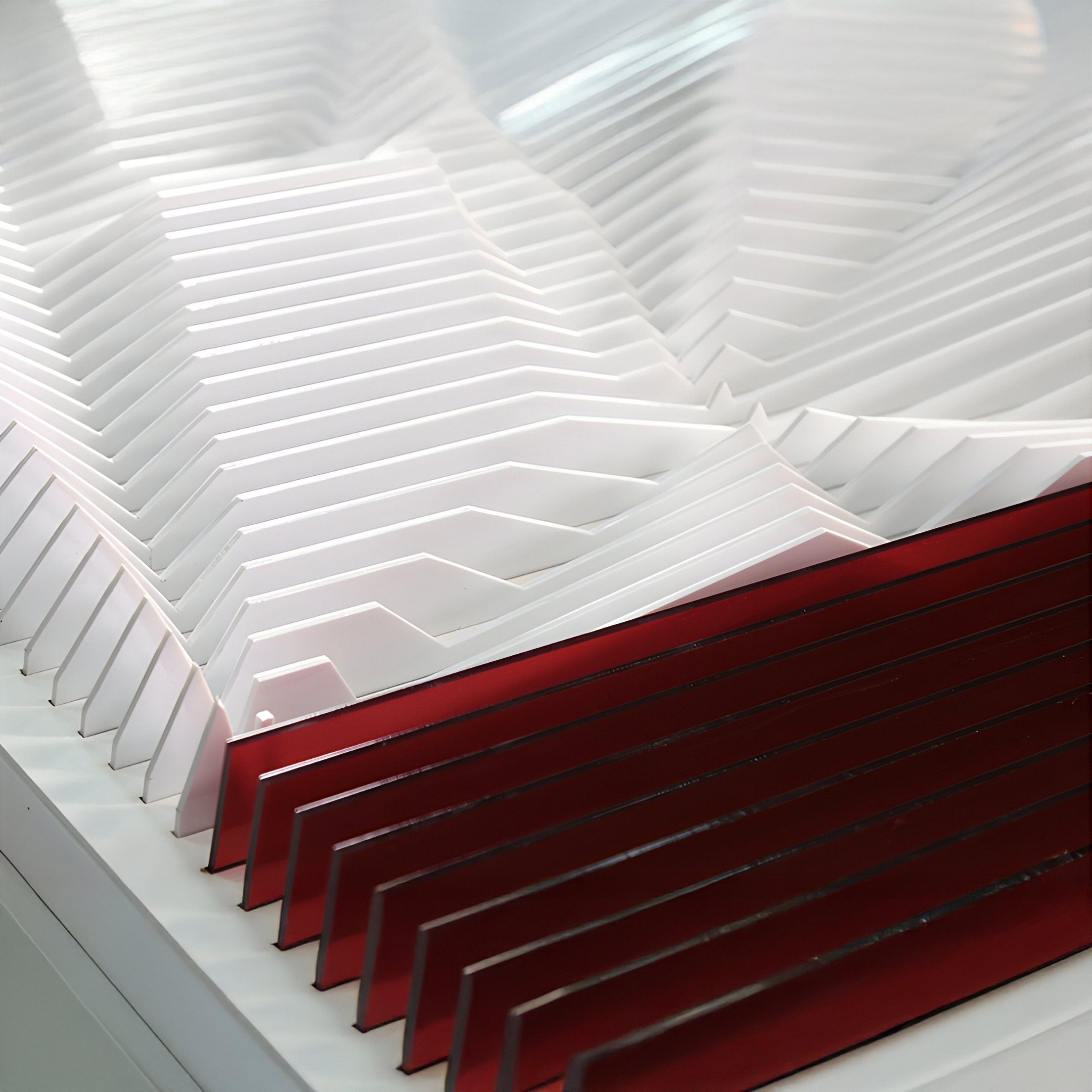 Vistara IV Crimson & White Crinkle Texture Acrylic 3D Wall Art