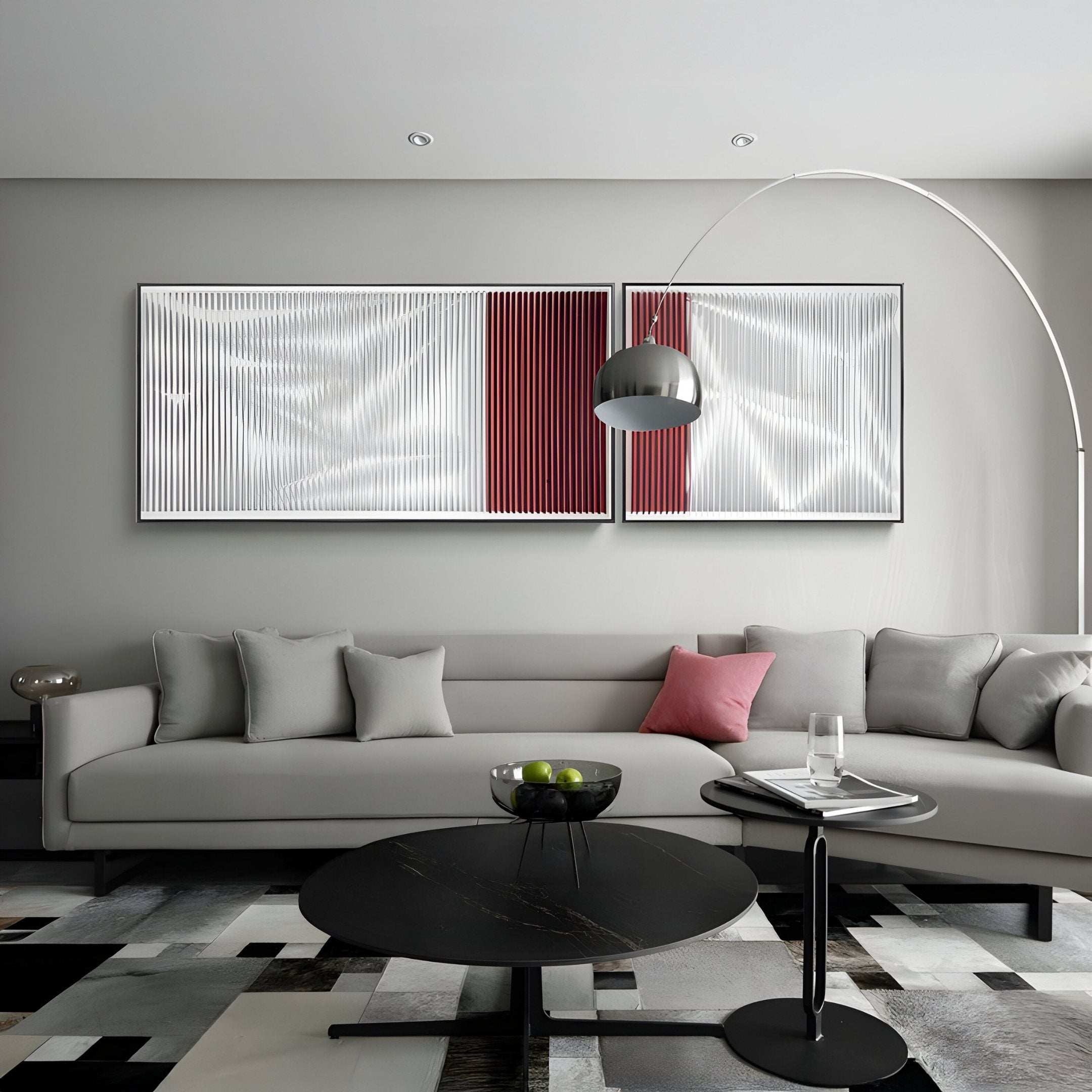 Vistara V Crimson & White Crinkle Texture Acrylic 3D Wall Art