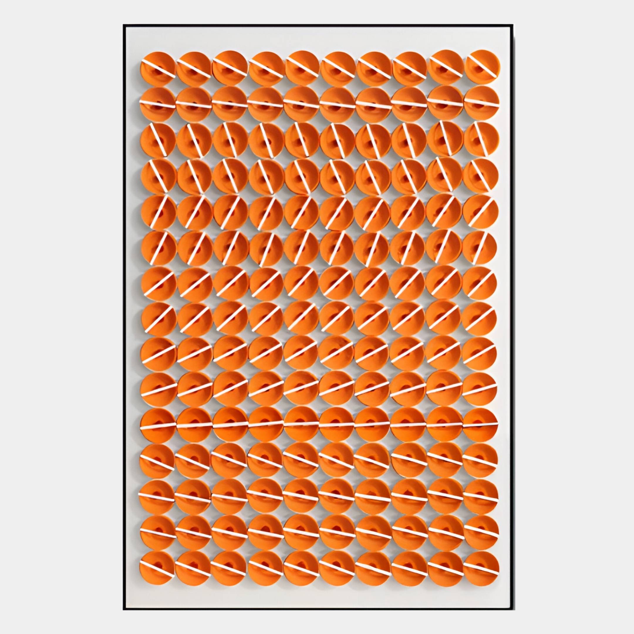 Parella Orange Slit Disc Grid Acrylic 3D Wall Art
