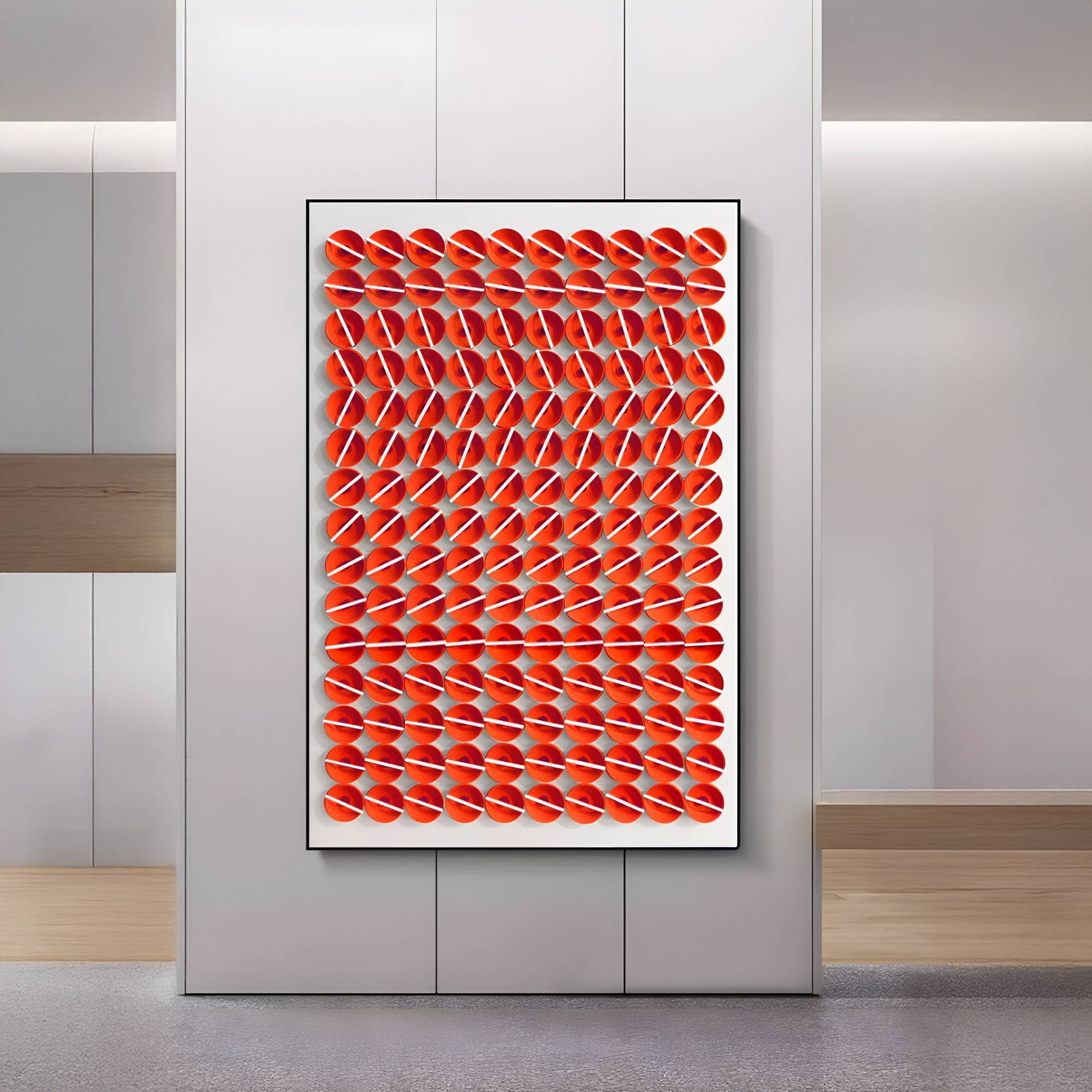 Parella Red Slit Disc Grid Acrylic 3D Wall Art