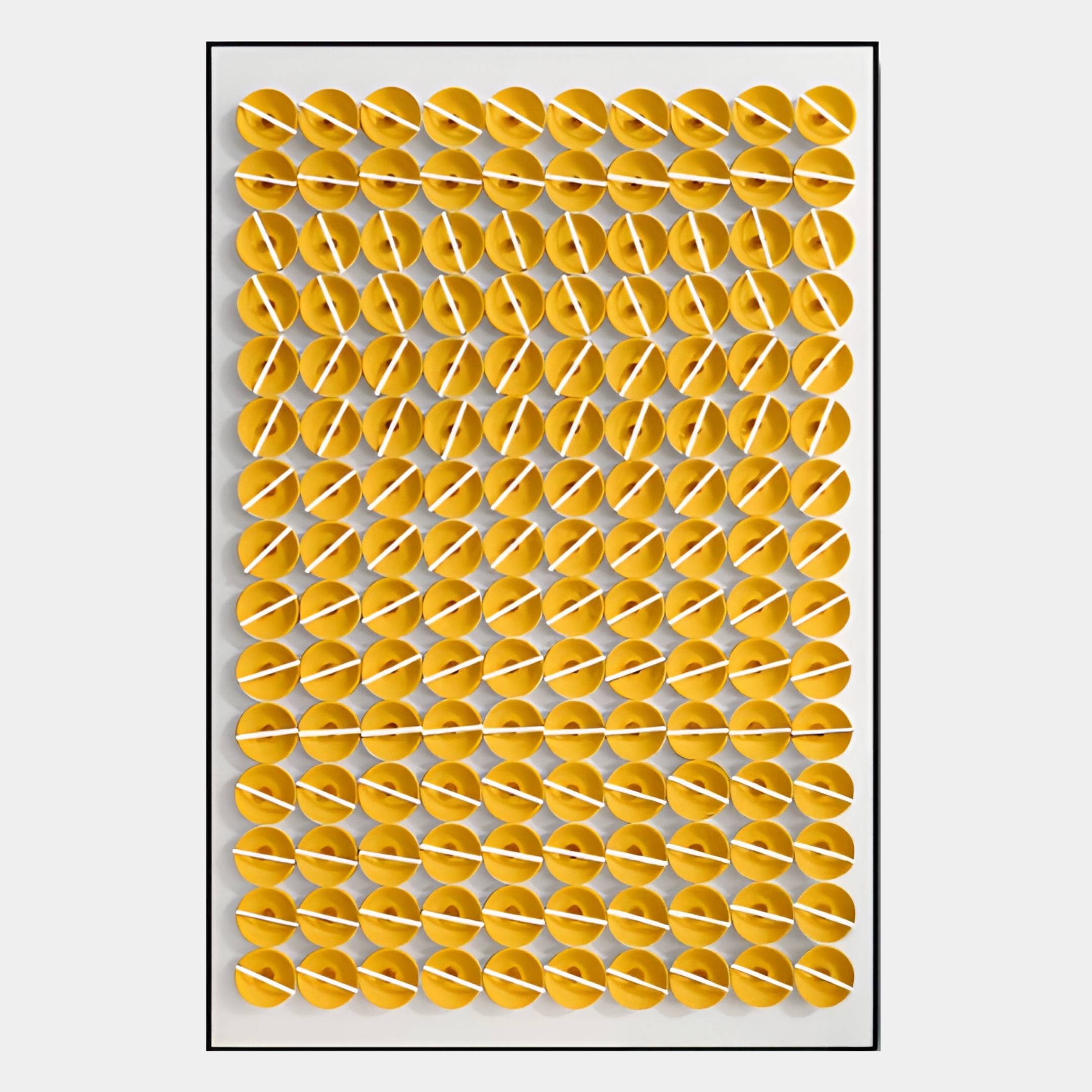 Parella Yellow Slit Disc Grid Acrylic 3D Wall Art