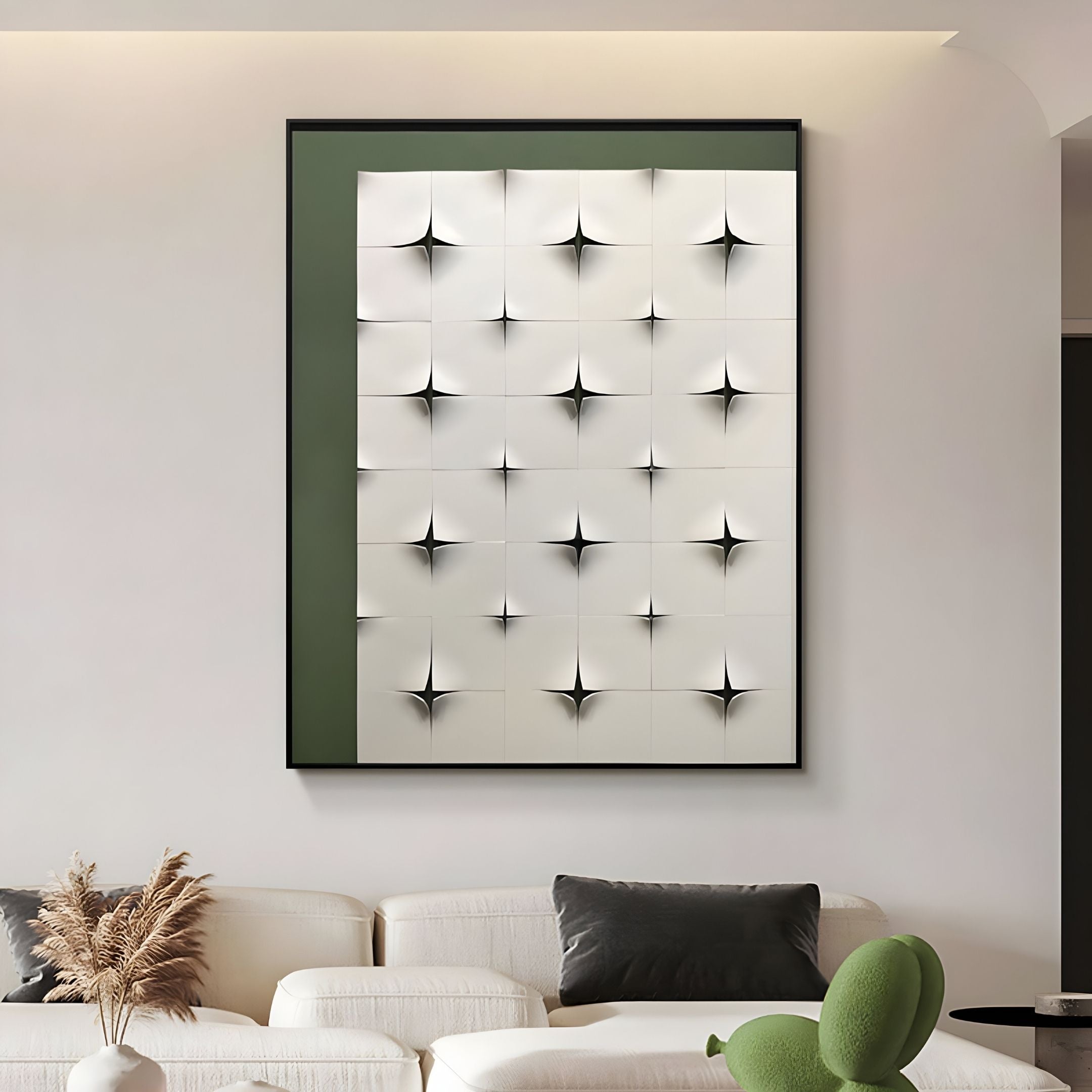 Stellure Sage Green & White Folded Acrylic 3D Wall Art