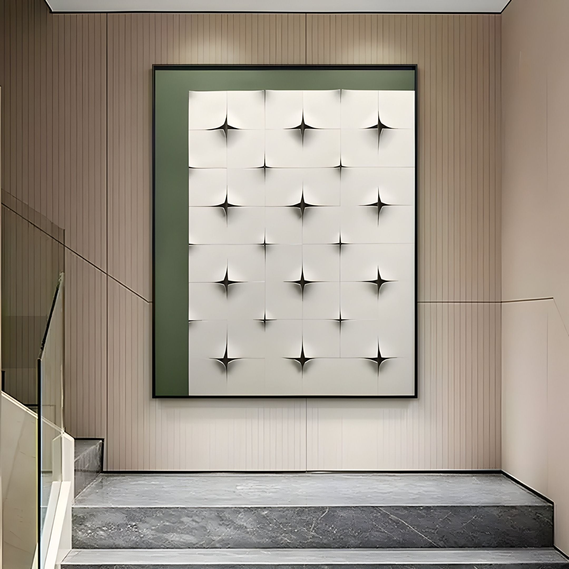 Stellure Sage Green & White Folded Acrylic 3D Wall Art