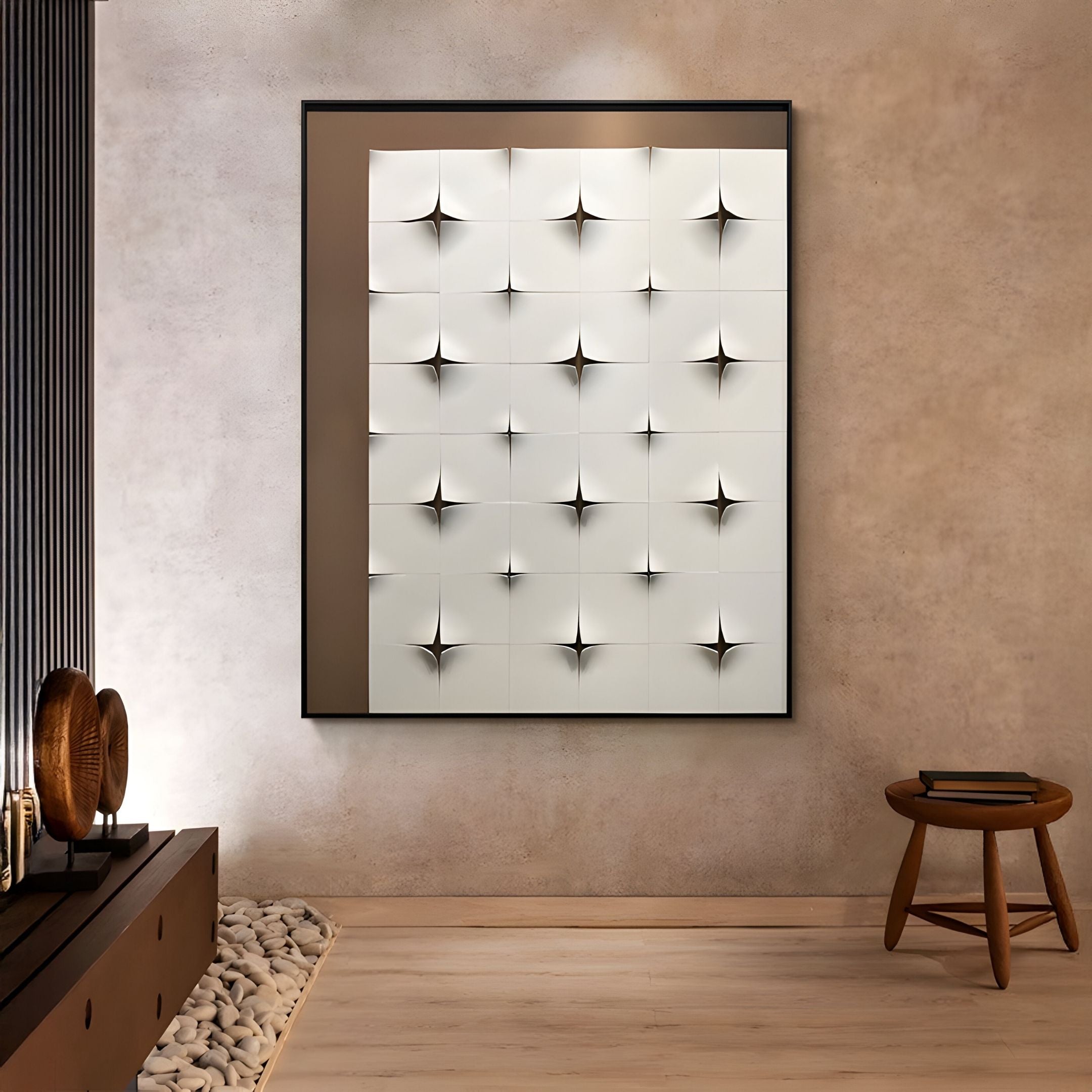 Stellure Taupe Brown & White Folded Acrylic 3D Wall Art