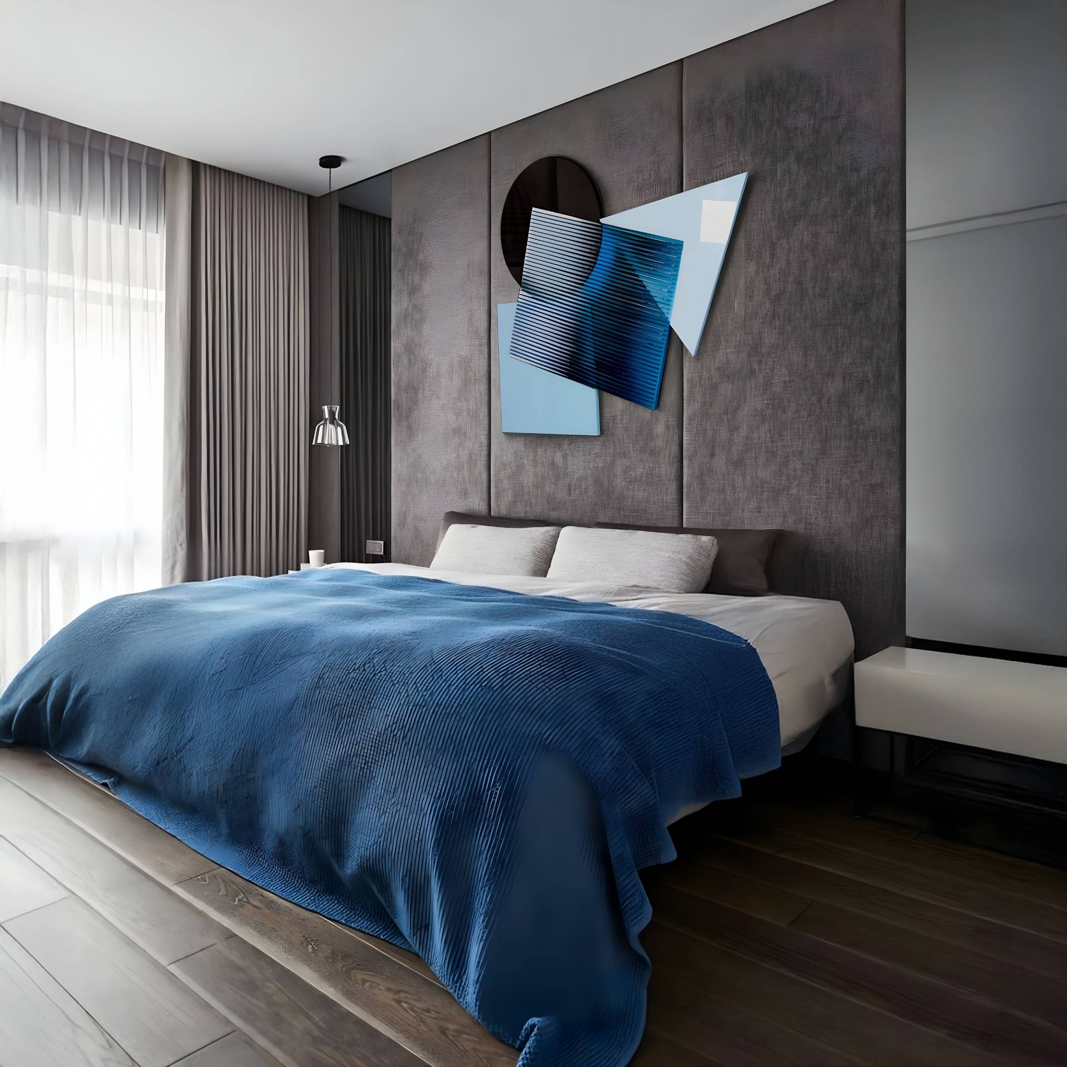 Orbigrad Blue Overlay Geometric Acrylic 3D Wall Art