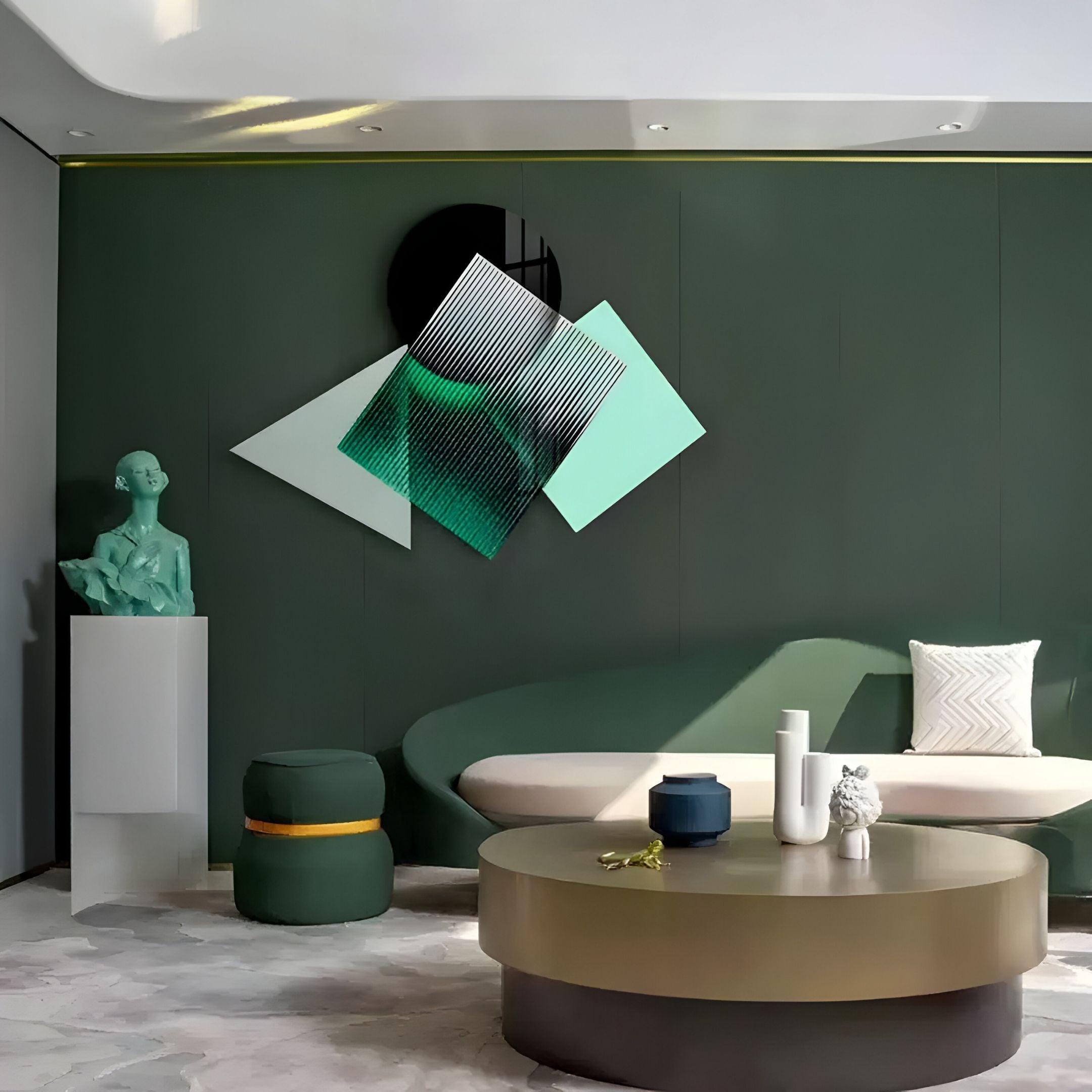 Orbigrad Green Overlay Geometric Acrylic 3D Wall Art